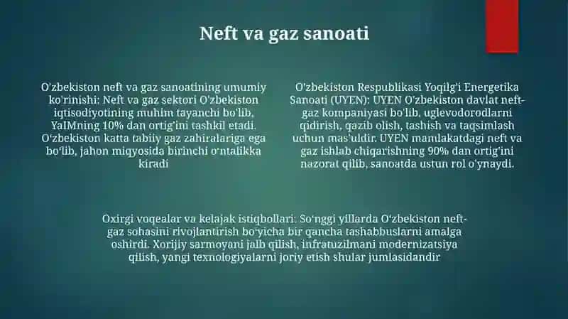 O’Zbekiston Respublikasi Yoqilg’I Energetika Sanoati 3