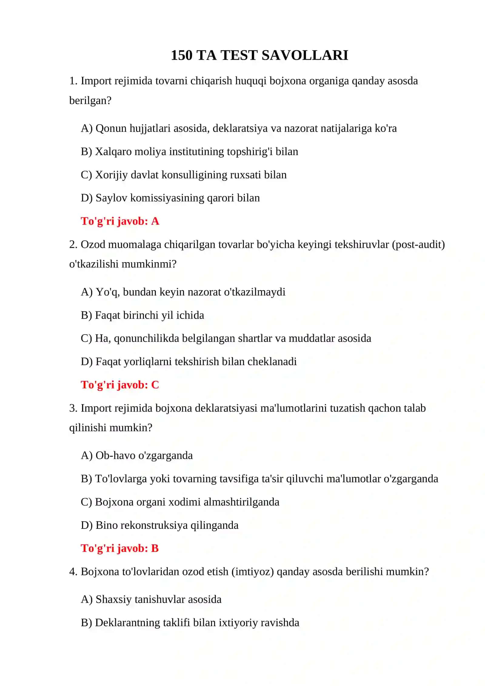 TRANZIT BOJXONA REJIMI TESTLARI 3