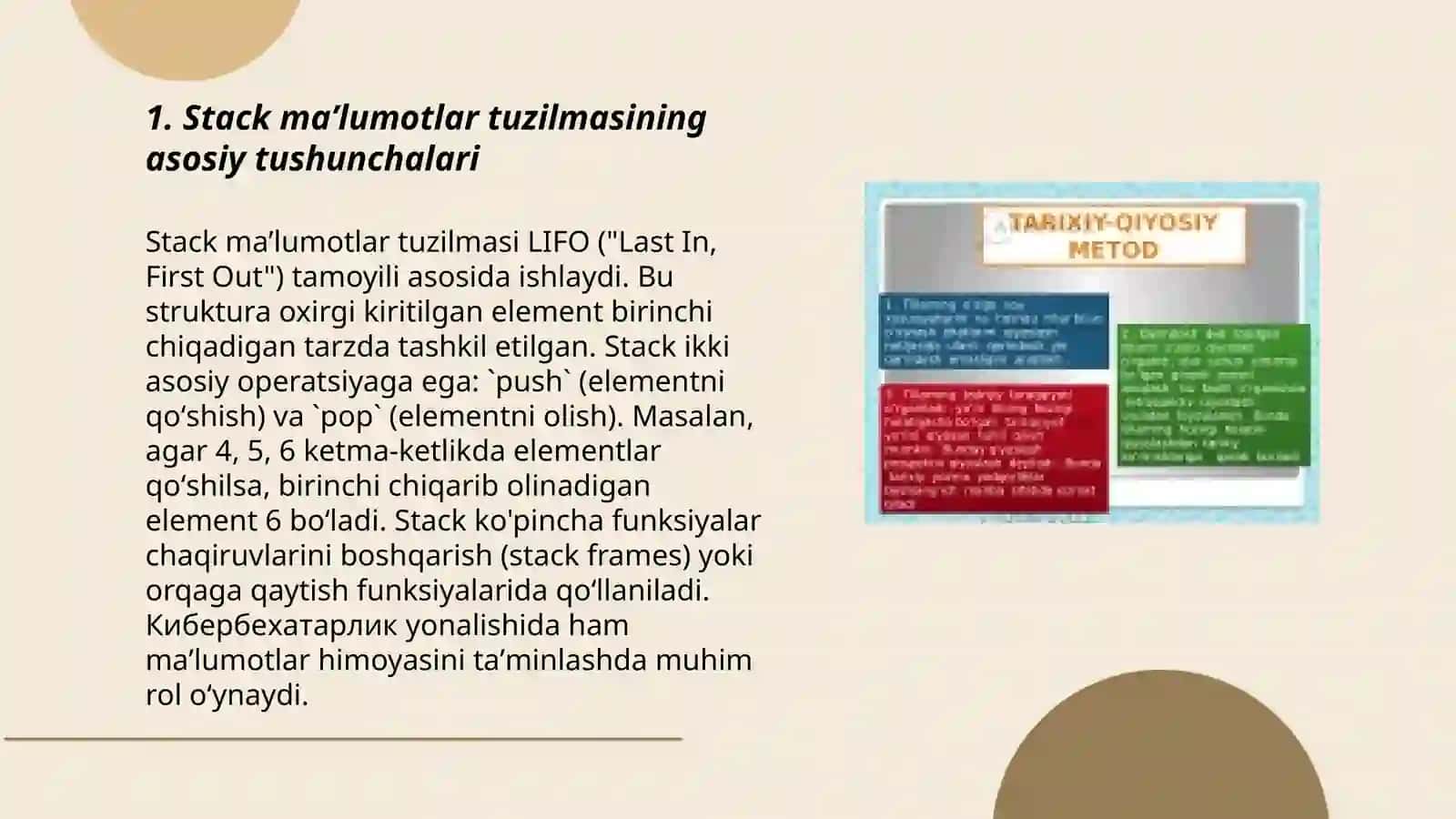 Stack maʼlumotlar tuzilmasi va uning metodlari 3