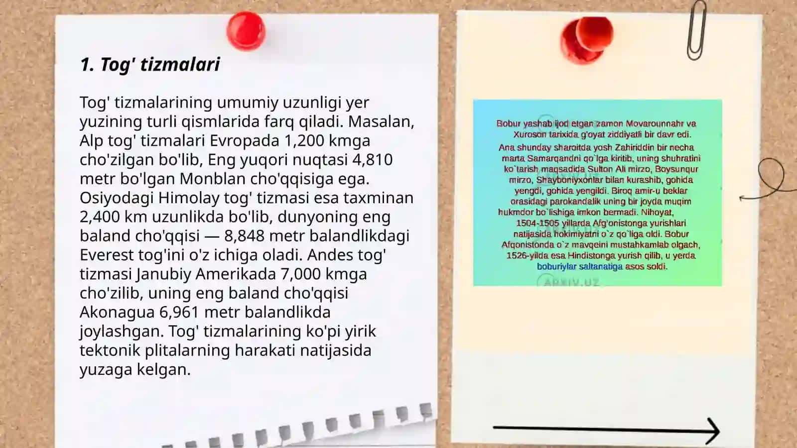 Zahiriddin Muhammad Boburning "Boburnoma" asarida geologiya sohasiga oid leksika. Geologik va geografik atamalar qoʻllanilishi 3
