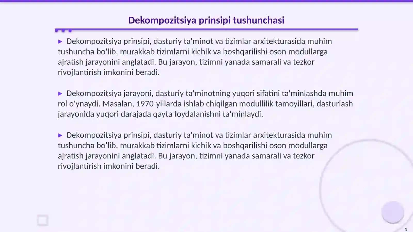 Dekompozitsiya prinsipi (modullilik) 3