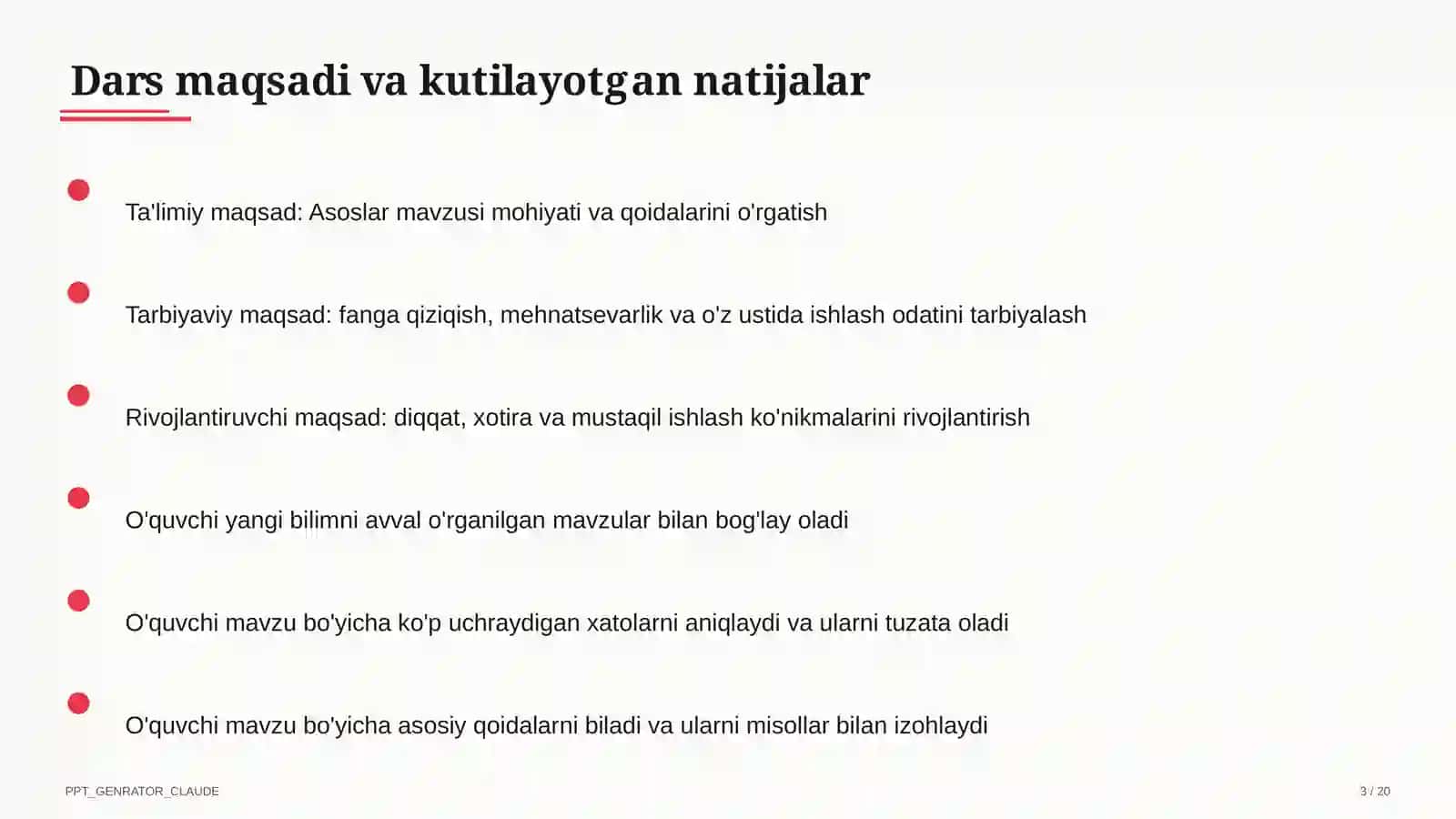 Asoslar (8-sinf) Kimyo (7– 11) — metodik birlashma uchun 3