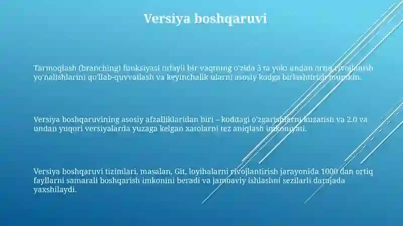 Dasturiy ta'minot ishlab chiqish tehnologiyalari 3