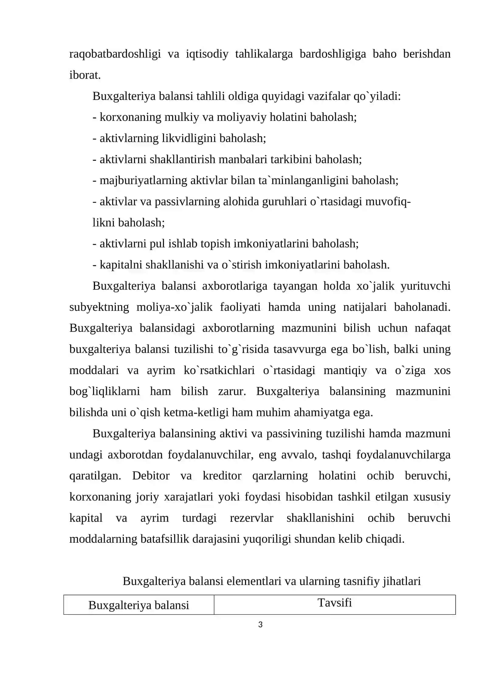 Buxgalteriya balansining likvidligi  va korxona tõlov layoqatligining tahlili 3