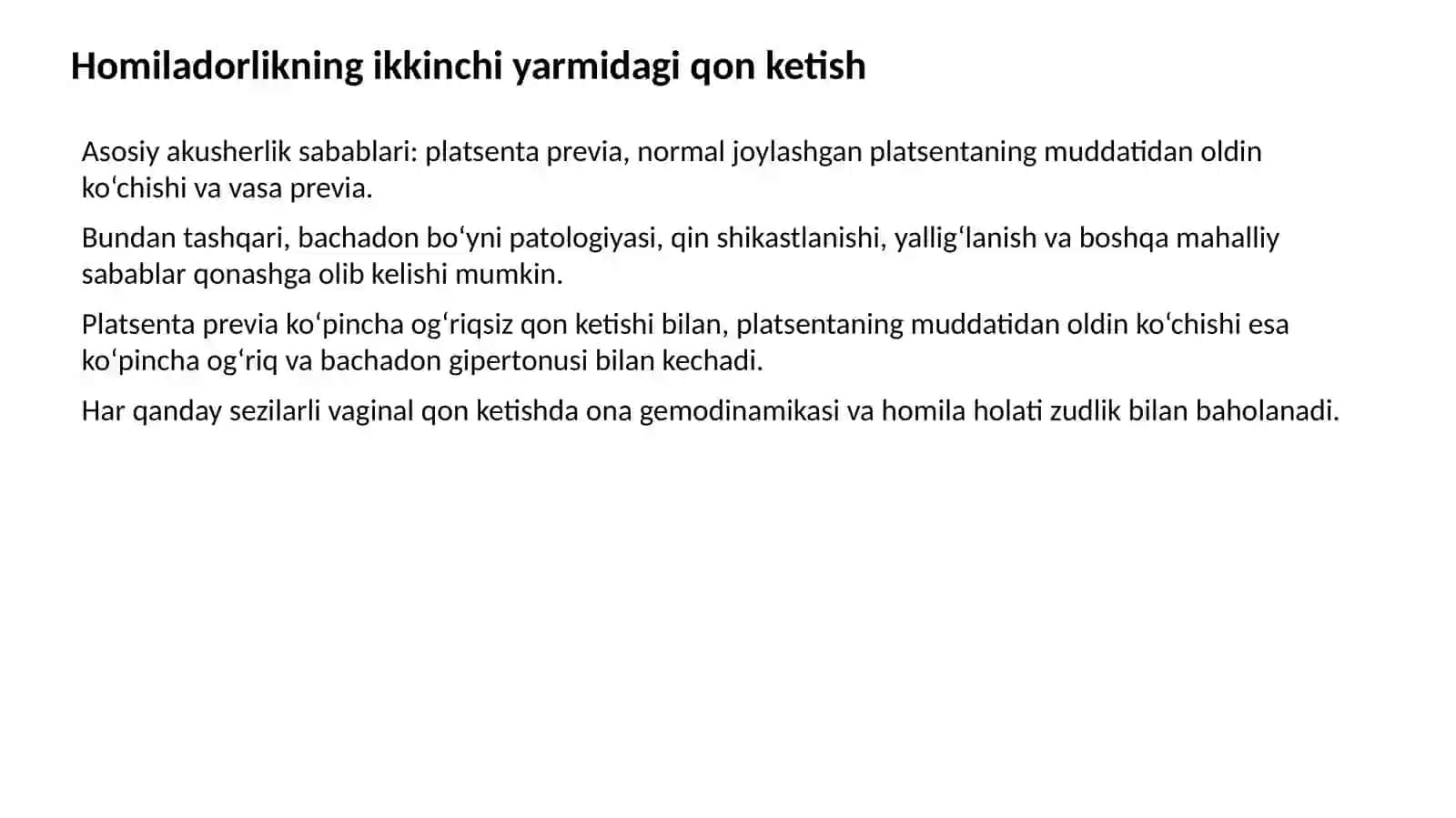 Homiladorlik va tug‘ruq vaqtida qon ketish 3
