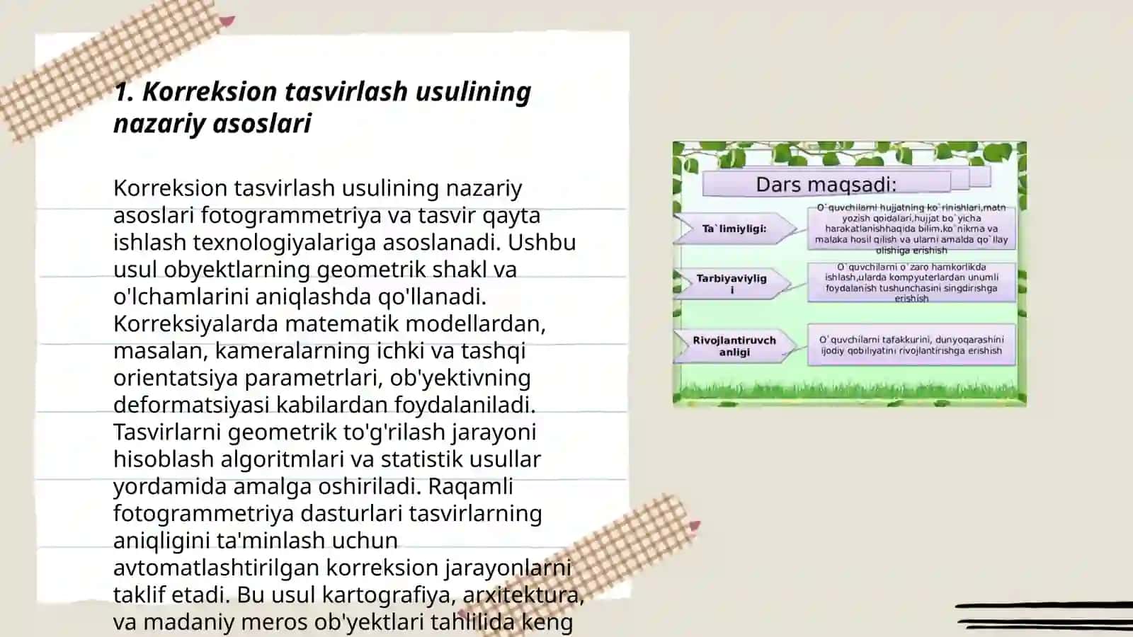 Korreksion tasvirlash usuli ilmiy tadqiqotdagi oʻrni 3