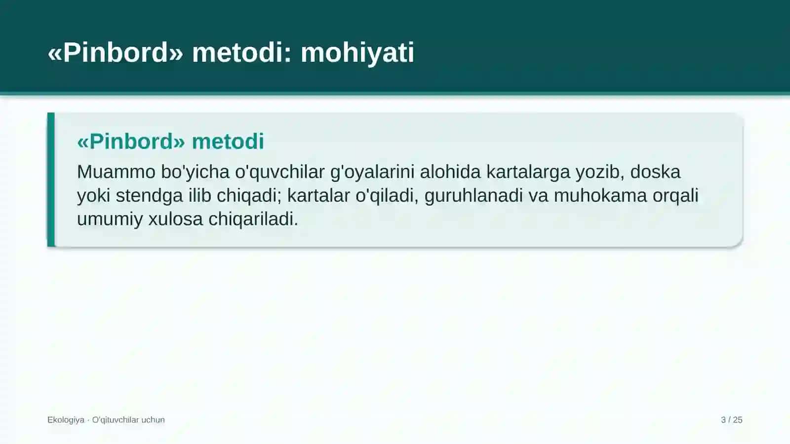 ekologiya darslarida pinbord metodidan foydalanish 8574 3