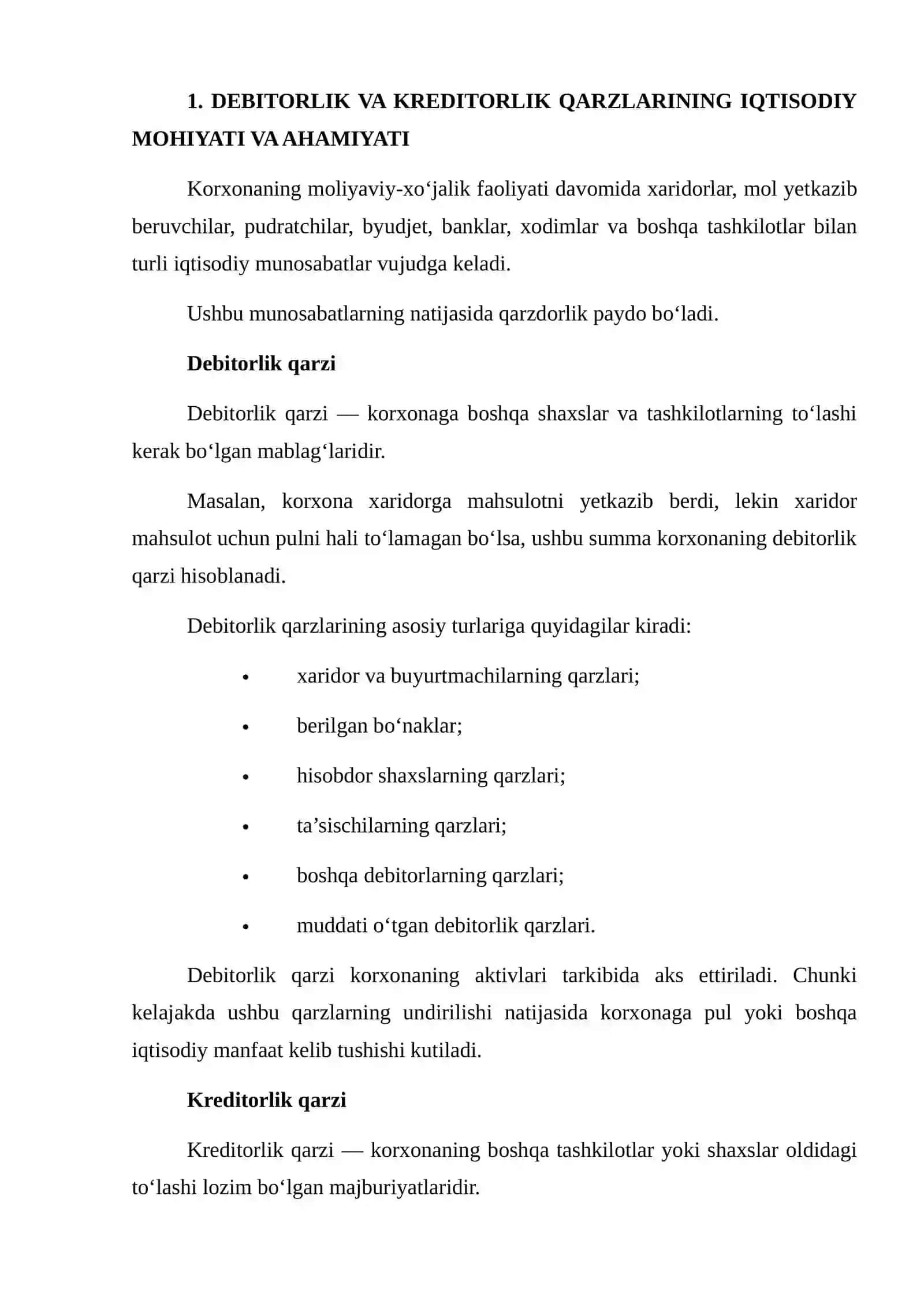 DEBITORLIK VA KREDITORLIK QARZLARINING IQTISODIY TAHLILI 3