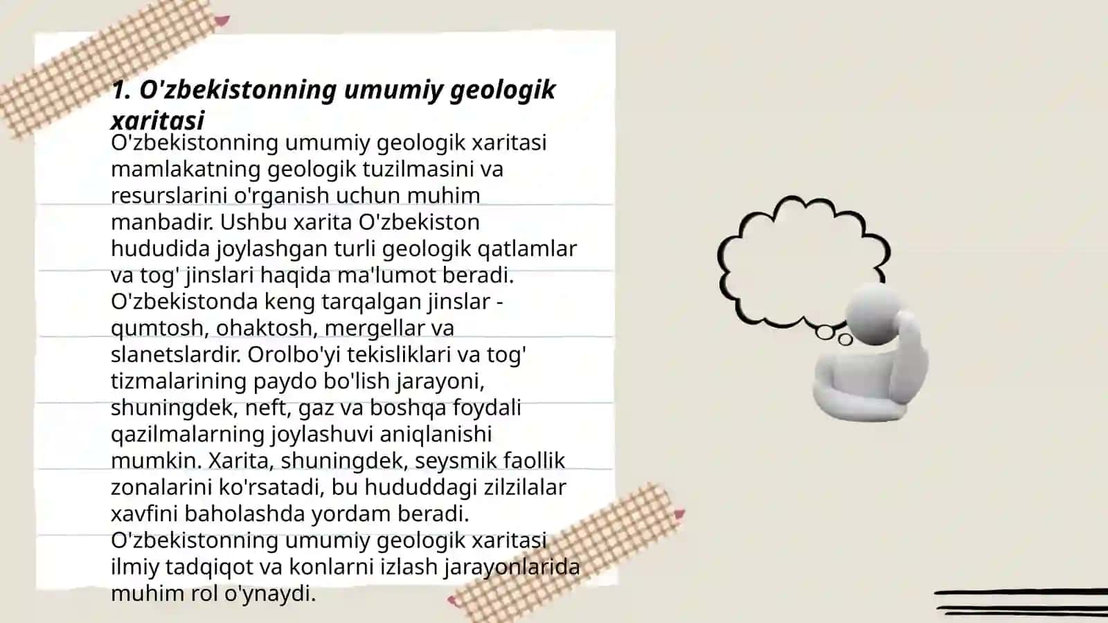 O'zbekistonning foydali qazilmalari haqida ma'lumotlar tayyorlash va xaritada belgilash 3