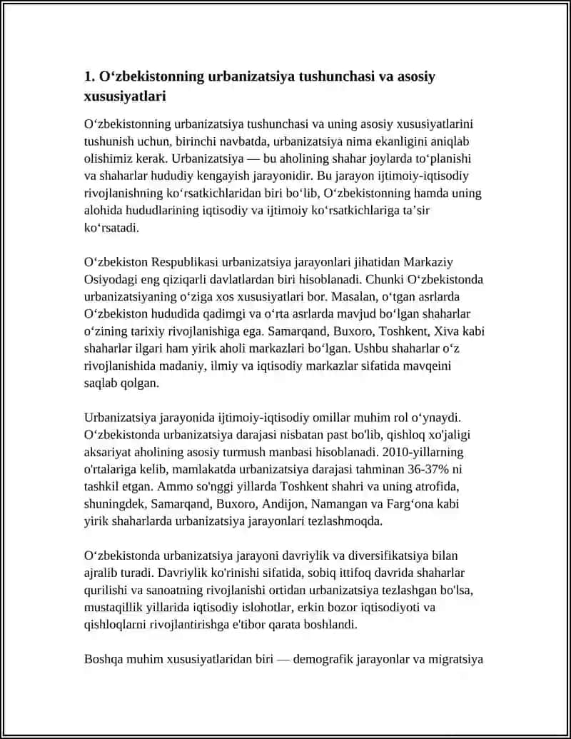 OʻZBEKISTON URBANIZATSIYASI VA UNING ASOSIY XUSUSIYATLARI 3