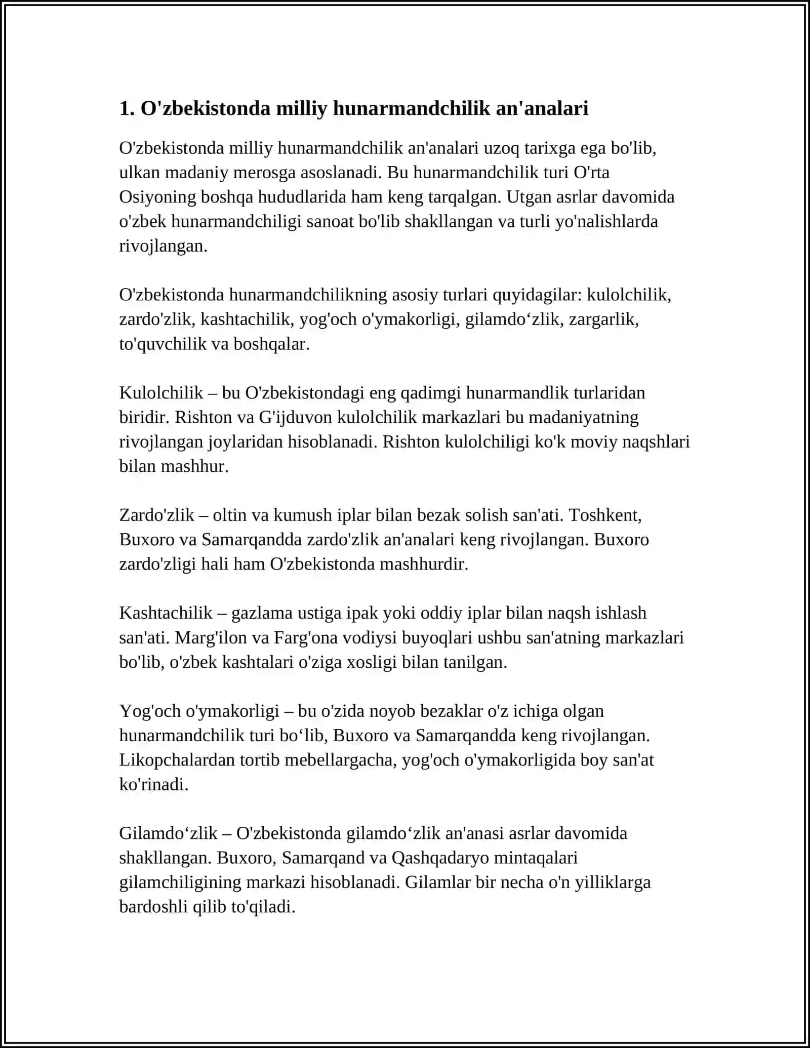 O'ZBEKISTONDA RESPUBLIKASIDA MILLIY HUNARMANDCHILIK MARKAZLARI 3