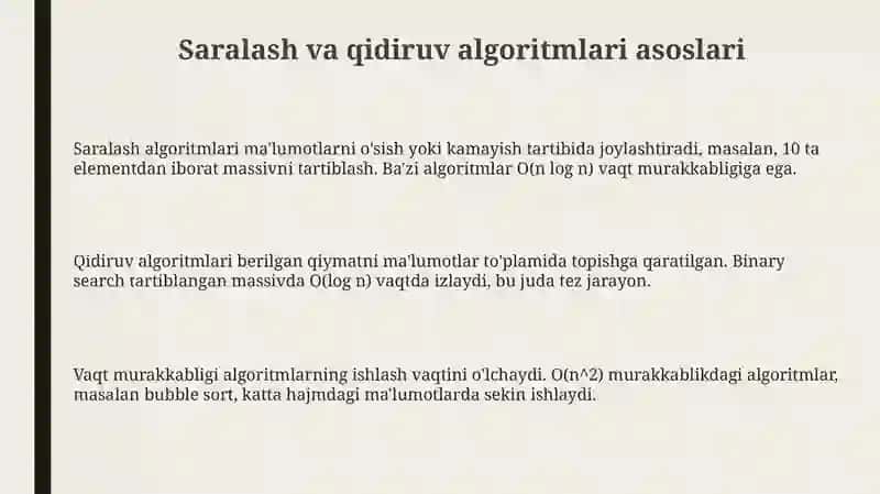 Saralash va Qidiruv algoritmlari 3