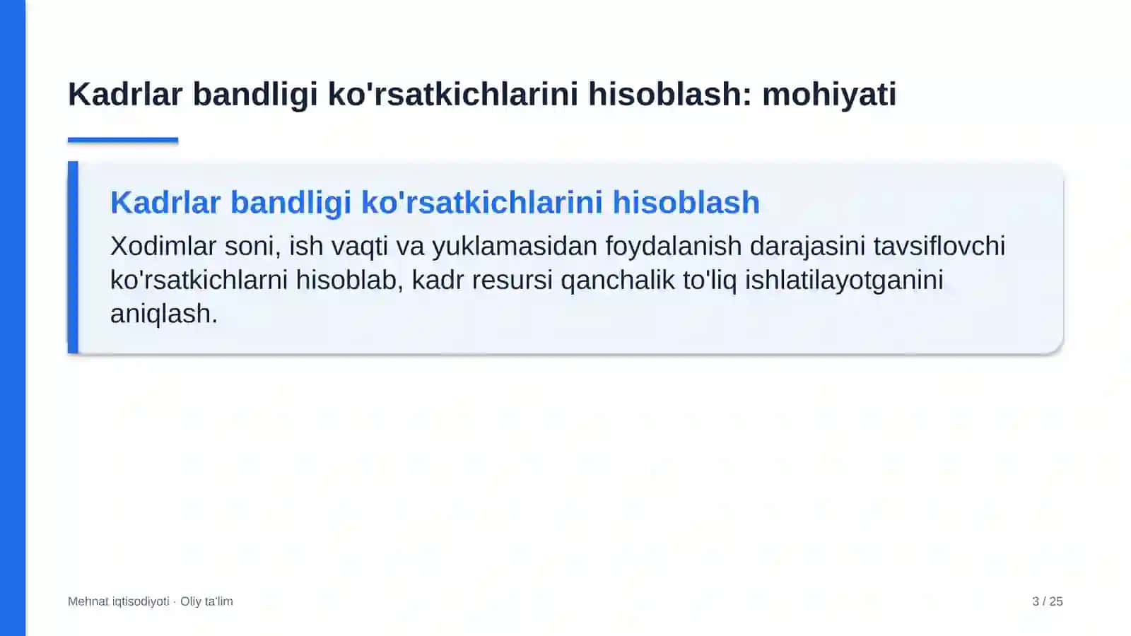 eshik rom ishlab chiqarish korxonalarida kadrlar bandligi ko'rsatkichlarini hisoblash 8962 3