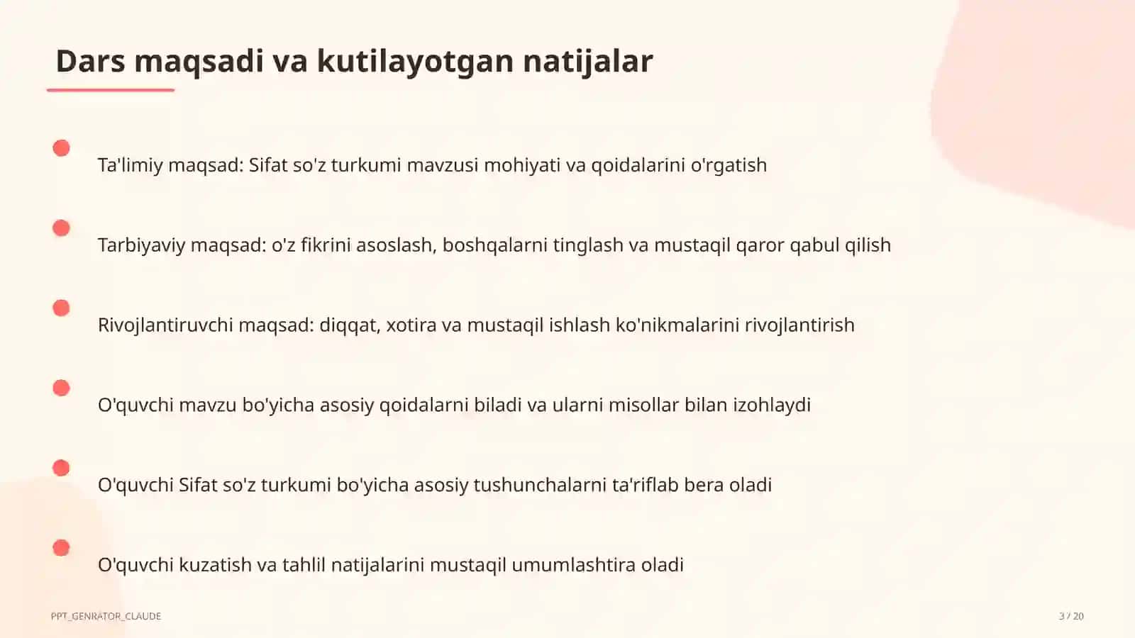 Sifat so'z turkumi (3-sinf) 3