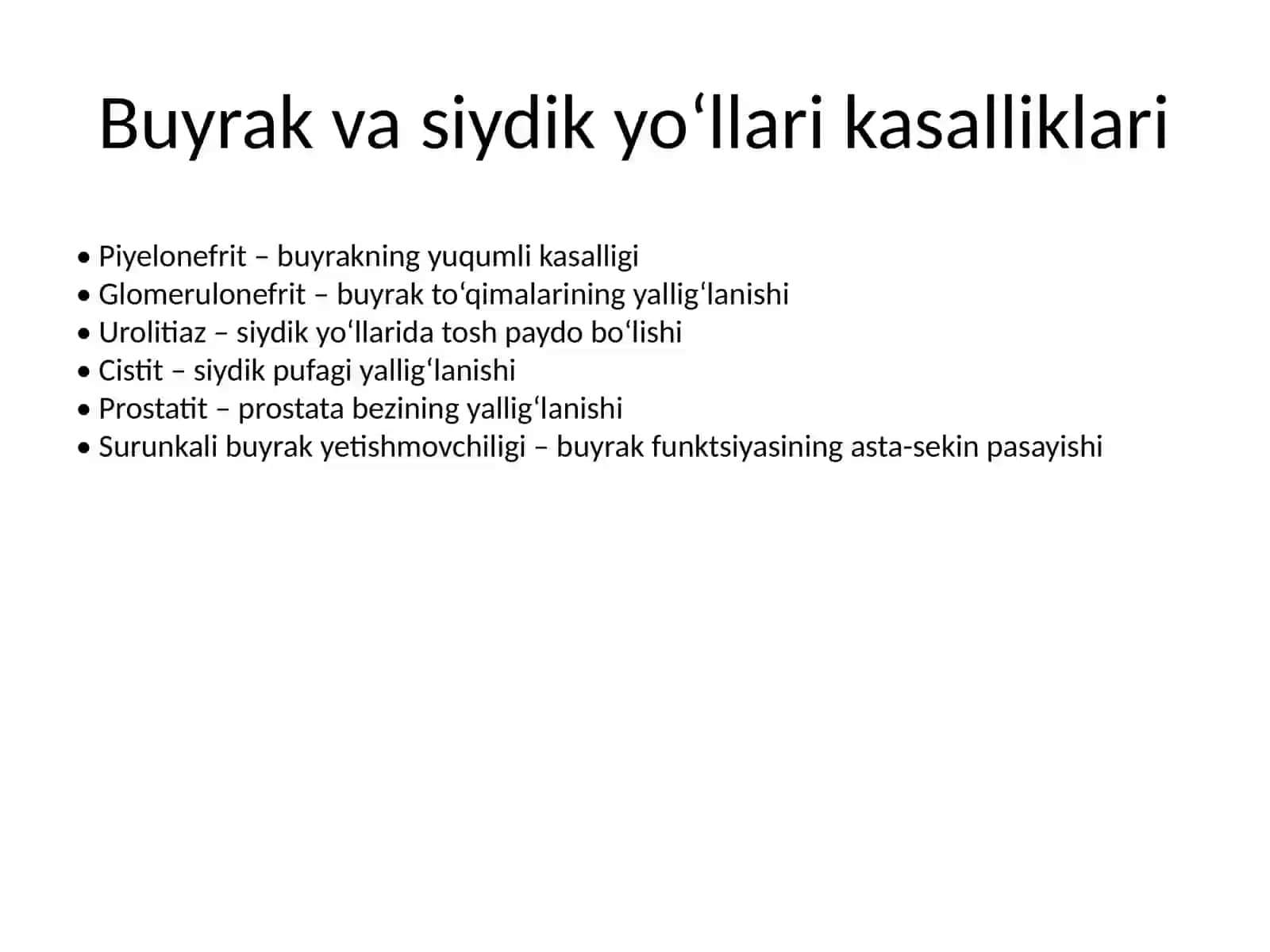 Buyrak va siydik yo‘llari kasalliklari bilan kasallangan bemorlarni parvarish qilish- Peshob olish qoidalari- Bemorlarni instrumental tekshiruvga tayyorlash- Siydik qopini kateterizatsiyalash 3