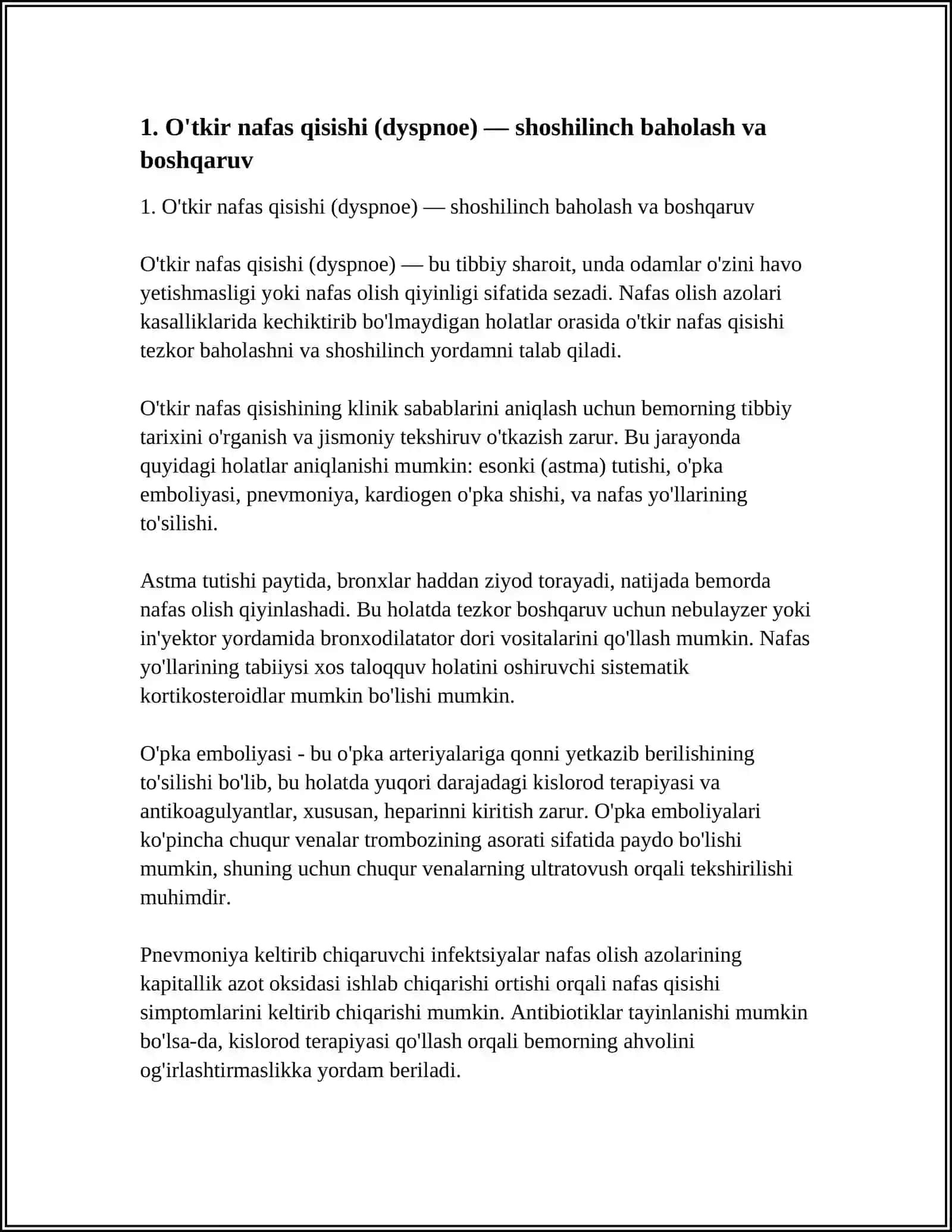 NAFAS OLISH AZOLARI KASALLIKLARIDA UCHRAYDIGAN KECHIKTIRIB BOLMAYDIGAN HOLATLAR 3