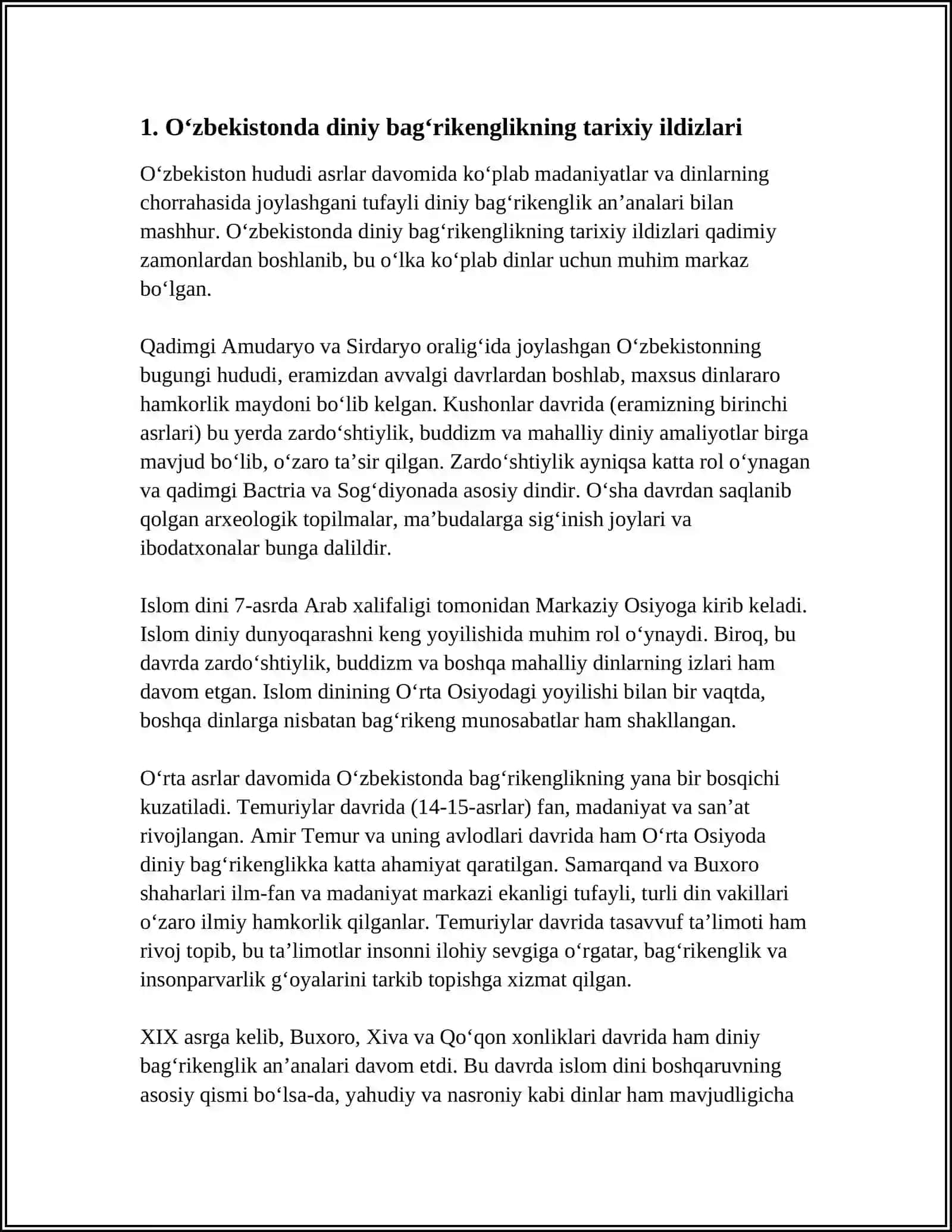 ÒZBEKISTONDA DINIY BAĢRIKENGLIK ANANALARI 3