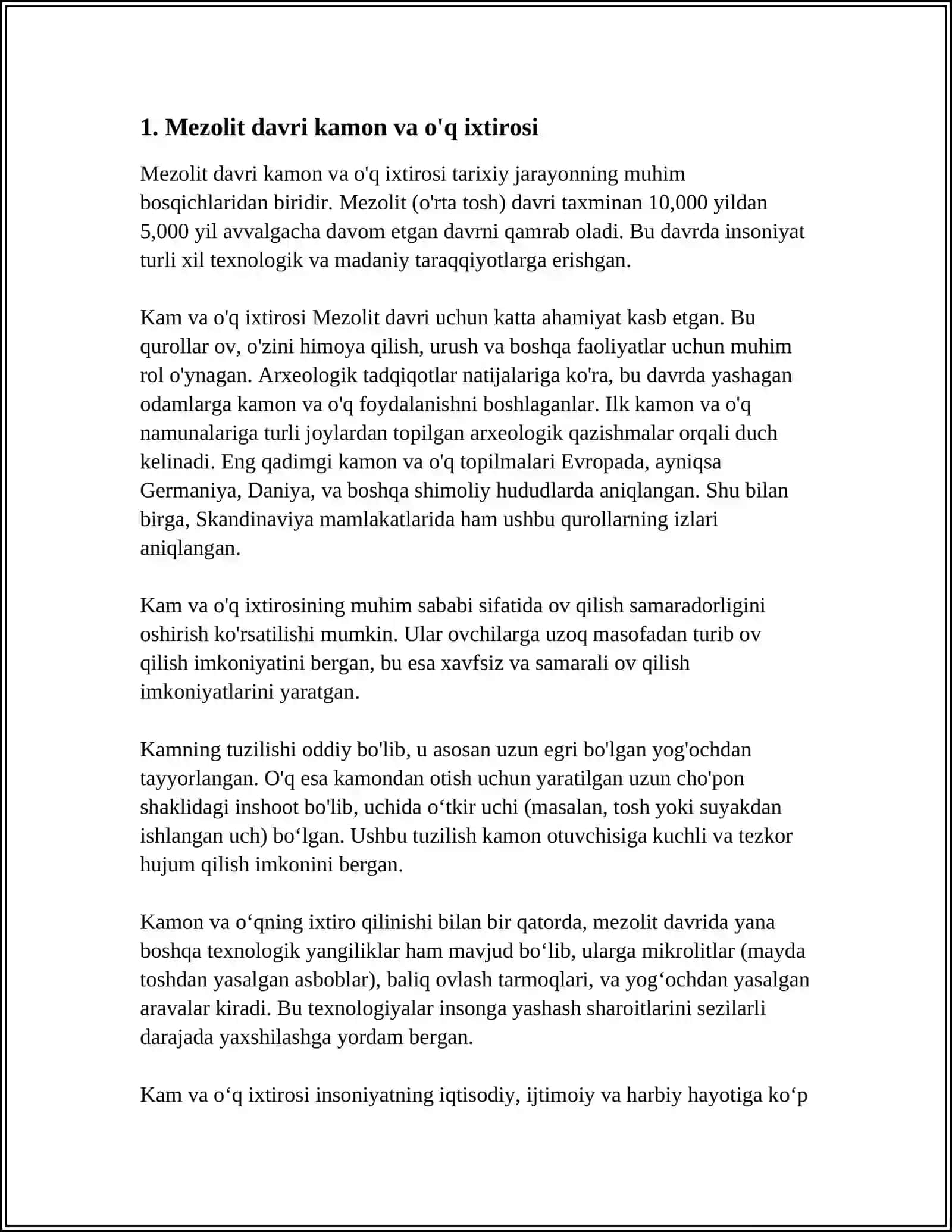 MEZOLIT DAVRINING ARXEALOGIK MADANIYATLARI.NEOLIT DAVRI ARXEOLOGIYASI 3