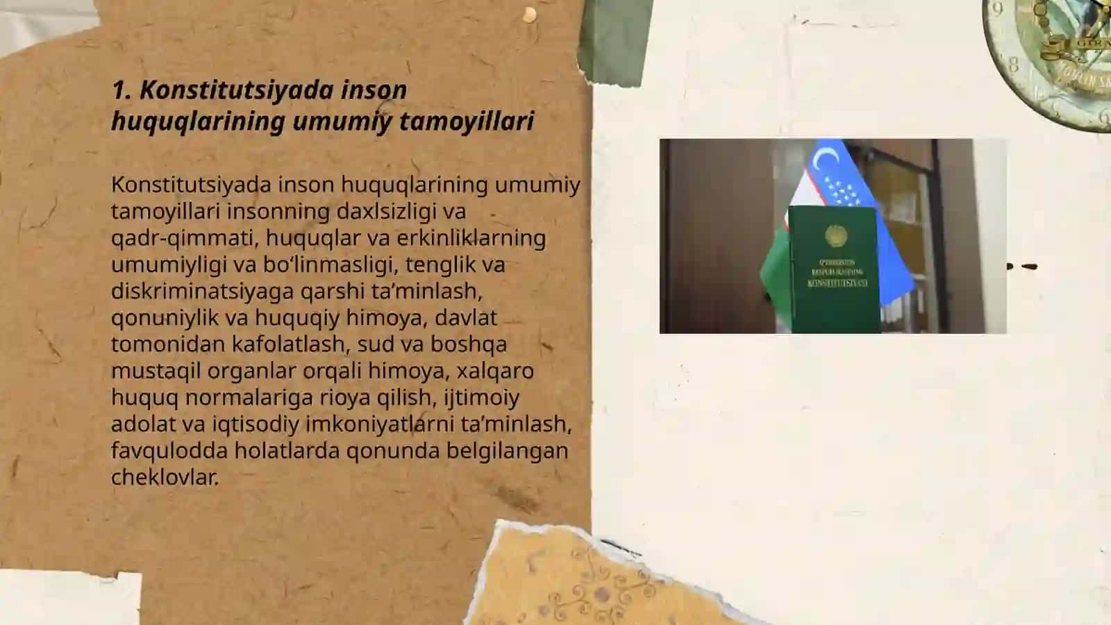Ózbekiston respublikasi konstitutsiyasi inson huquqlari kafolati 3