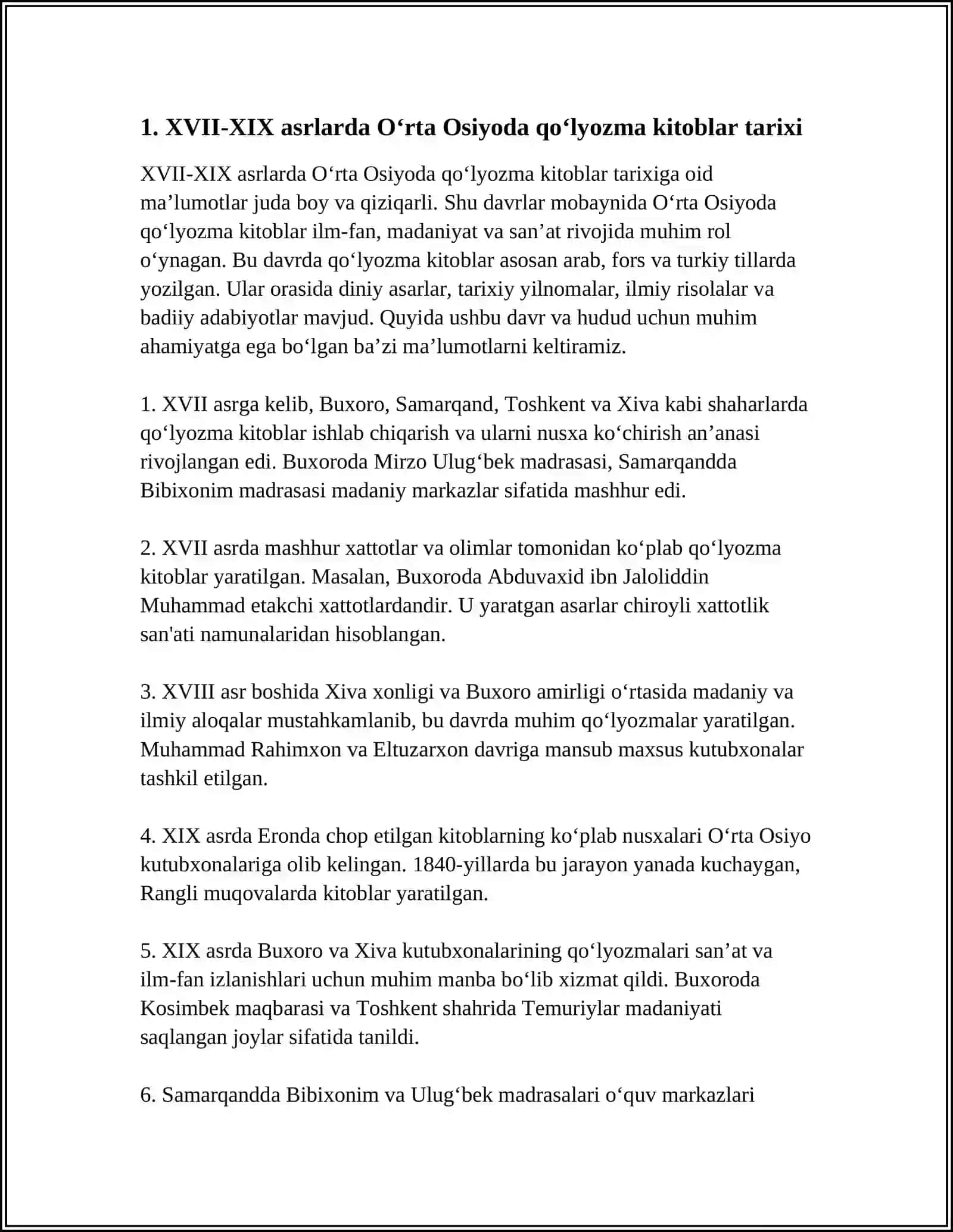 XIX - XVII ASRLARDA QO‘LYOZMA KITOBATCHILIK ISHI 3