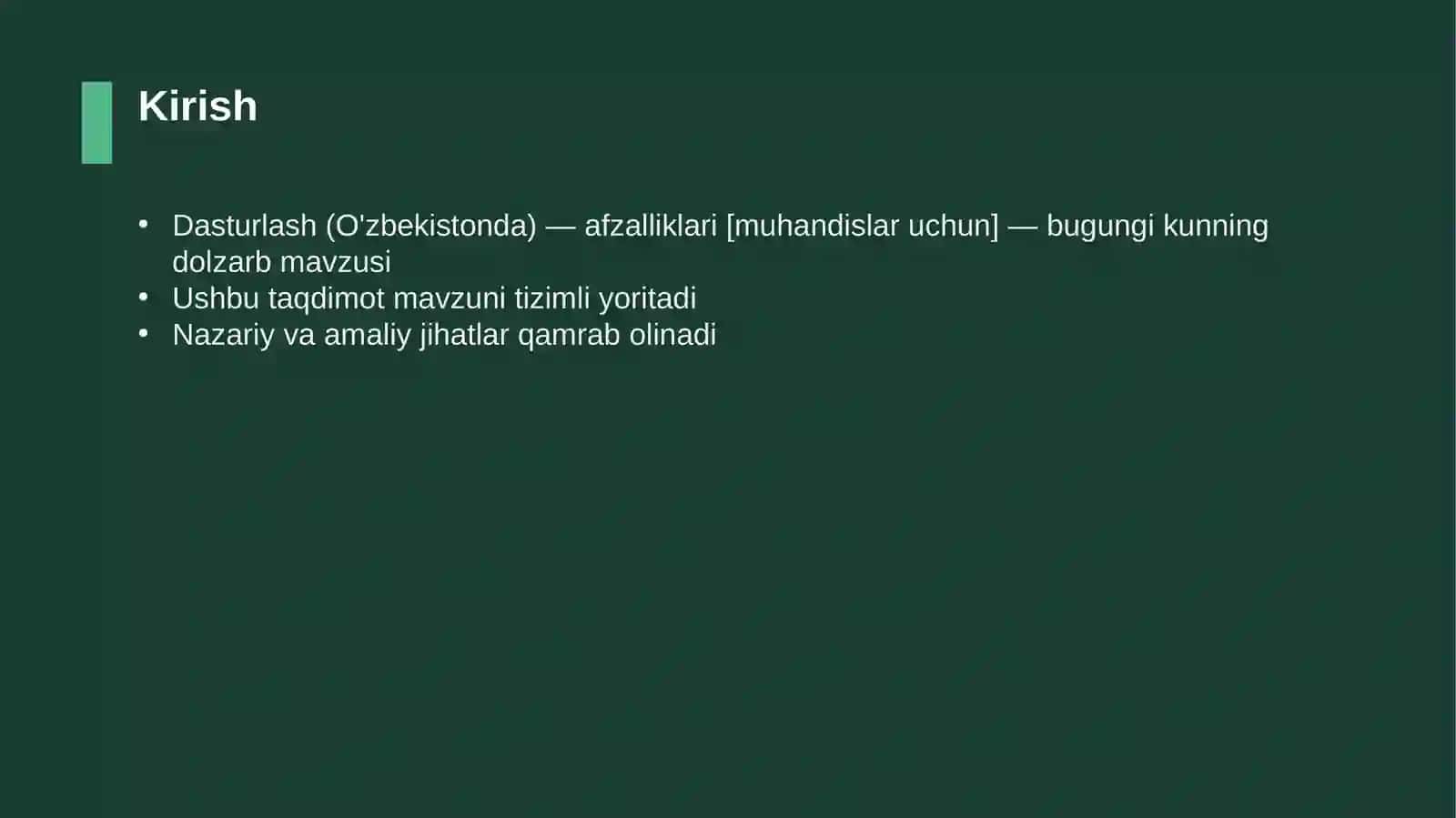 Dasturlash (O'zbekistonda) — afzalliklari [muhandislar uchun] 3