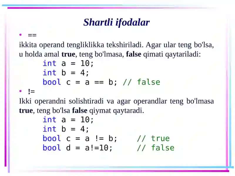 C# tilining operatorlari 3