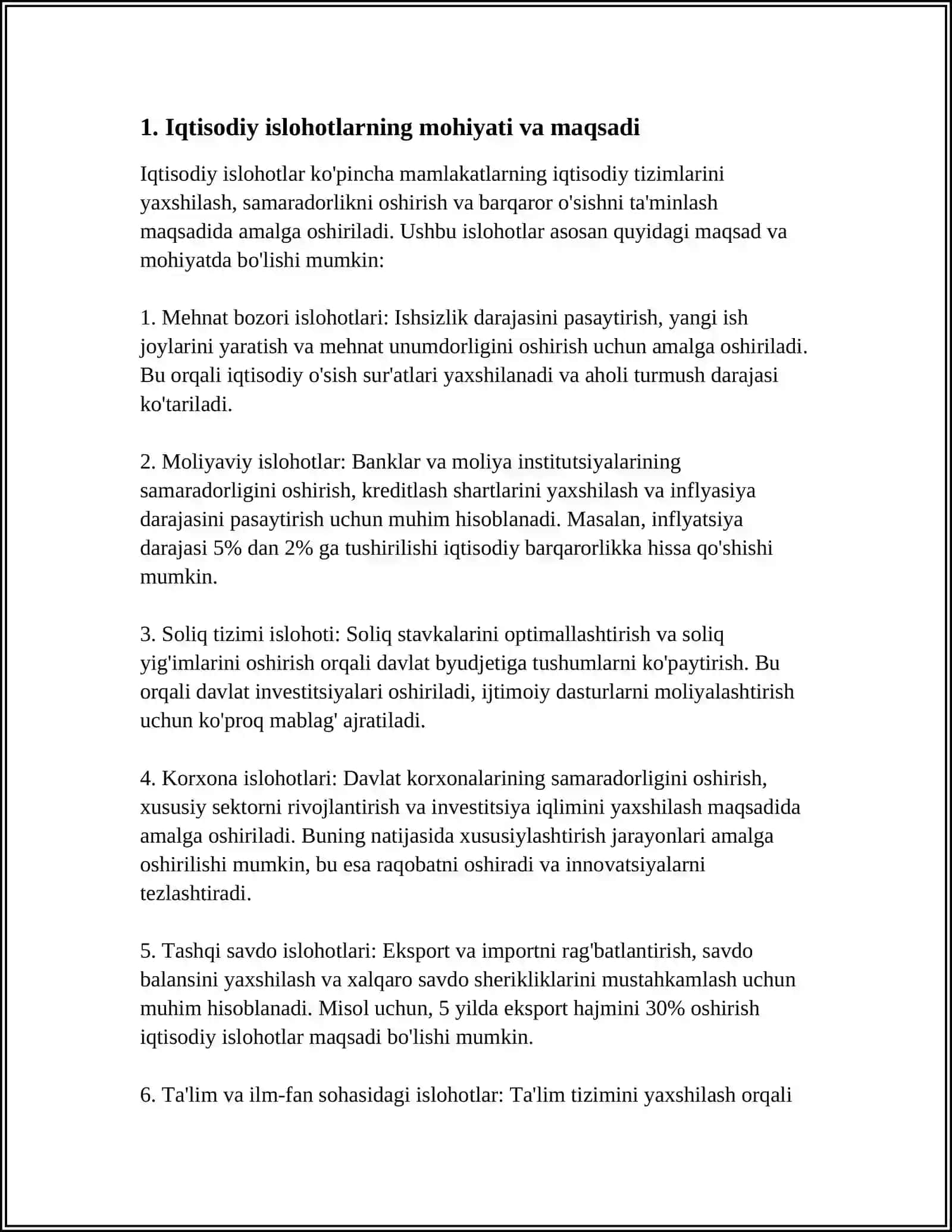 IQTISODIY ISLOHOTLAR, XUSUSIY MULKNING SHAKLLANISHI HAMDA BOZOR MUNOSABATLARINING RIVOJLANISHI 3