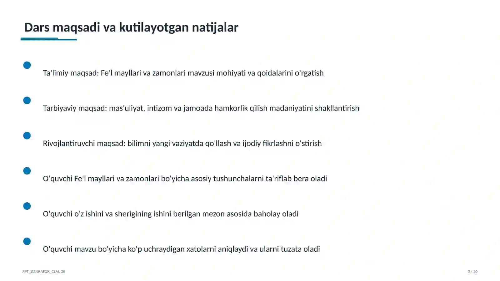 Fe'l mayllari va zamonlari (7-sinf) 3