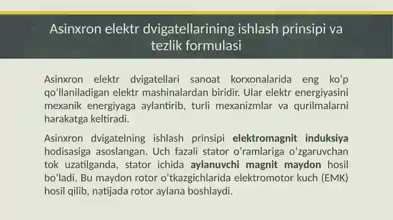 Asinxron elekr dvegatellarini tezligini rostlash 3