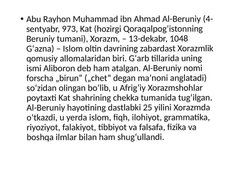 Abu Rayhon Beruniyning Geografiyafaniga qo’shgan hissasi 3
