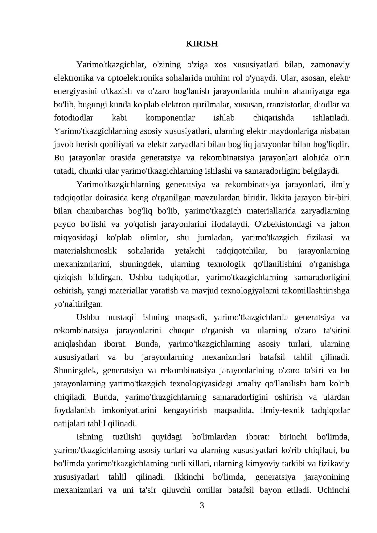 Yarimo'tkazgichlarda generatsiya va rekombinatsiya jarayonlari 3