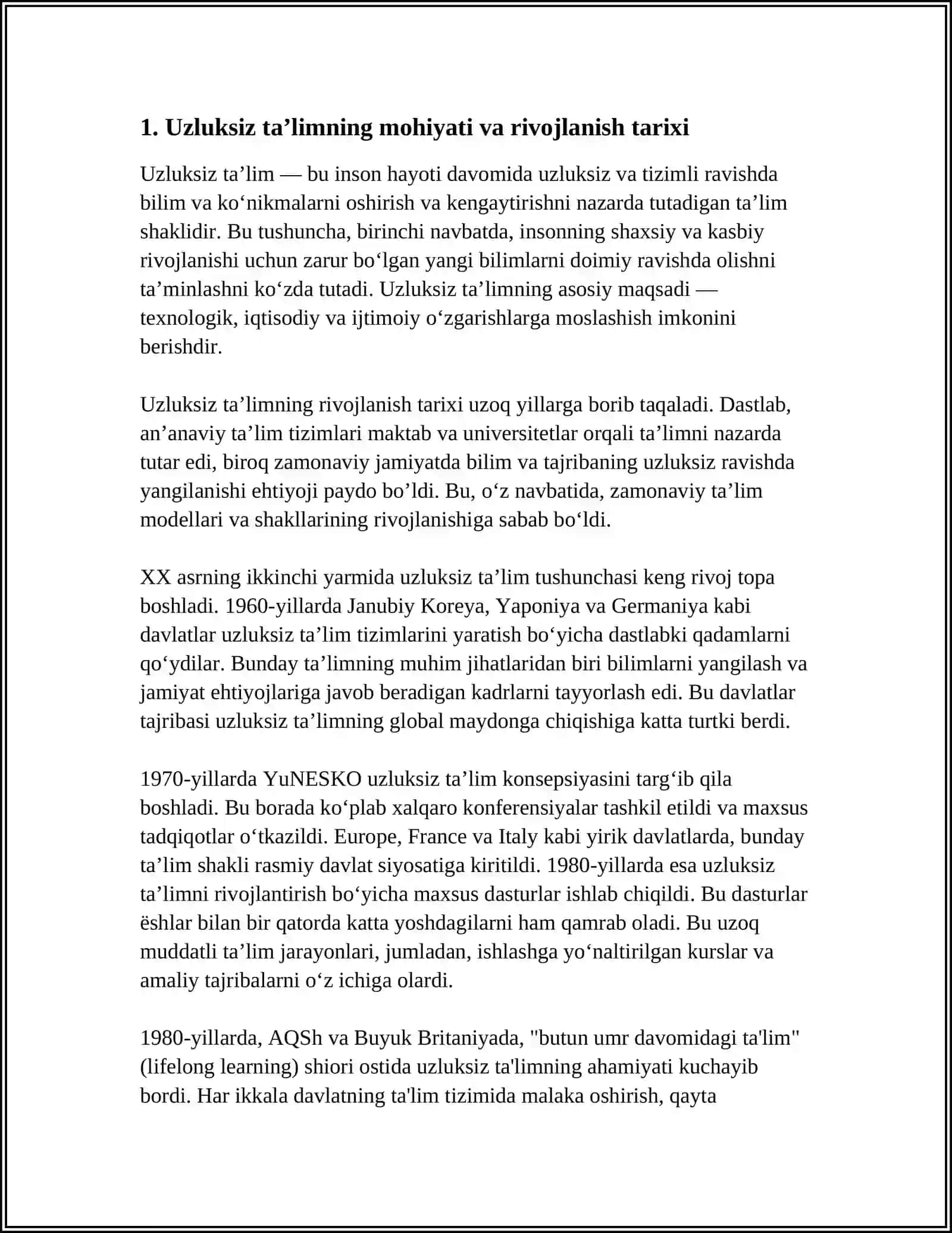 UZLUKSIZ TA’LIMDAGI TENDENSIYALAR VA ZAMONAVIY YONDASHUVLAR FANI HAQIDA 3