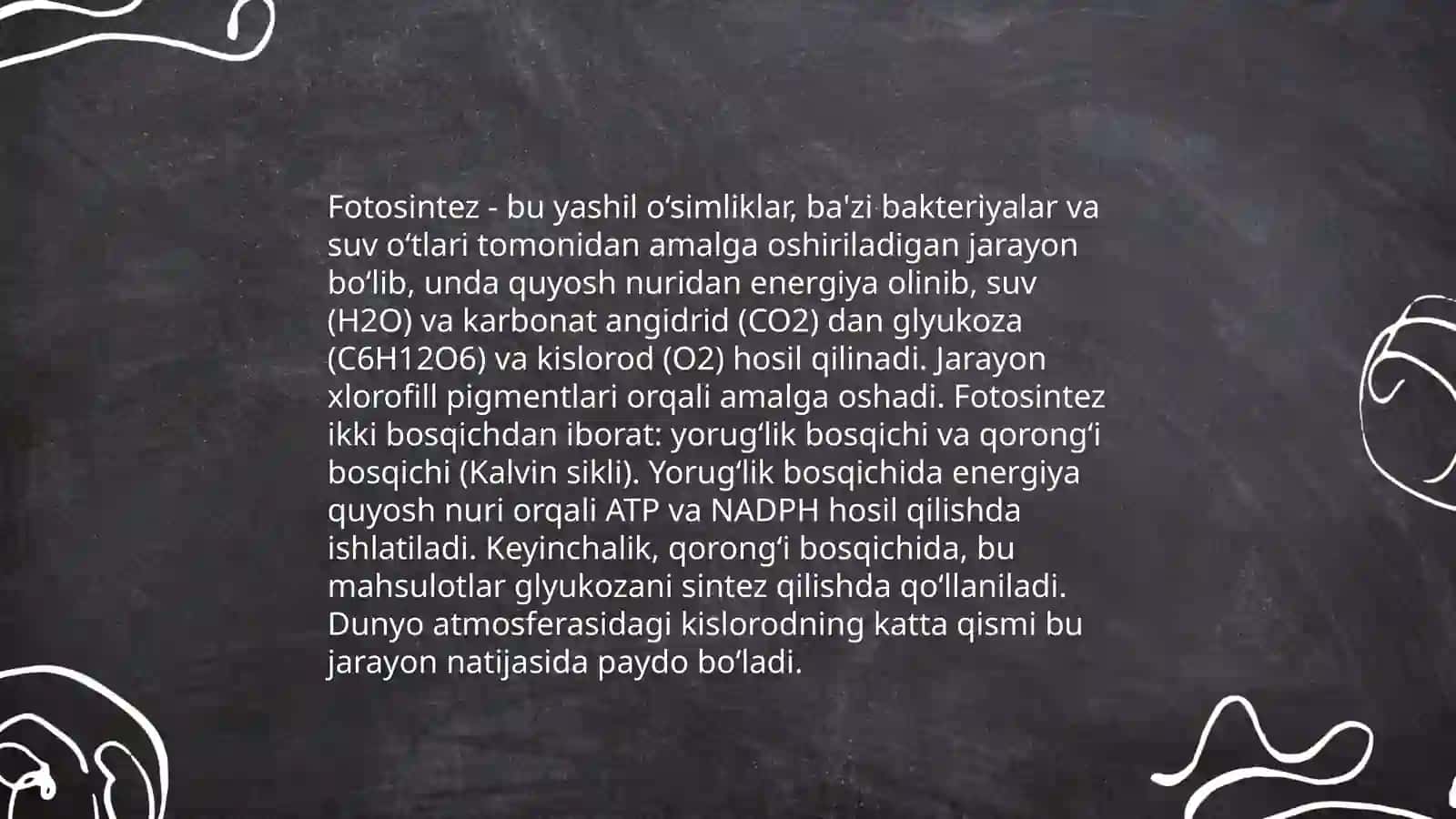 Fotosintezga sarf bo'luvchi energiya miqdori 3