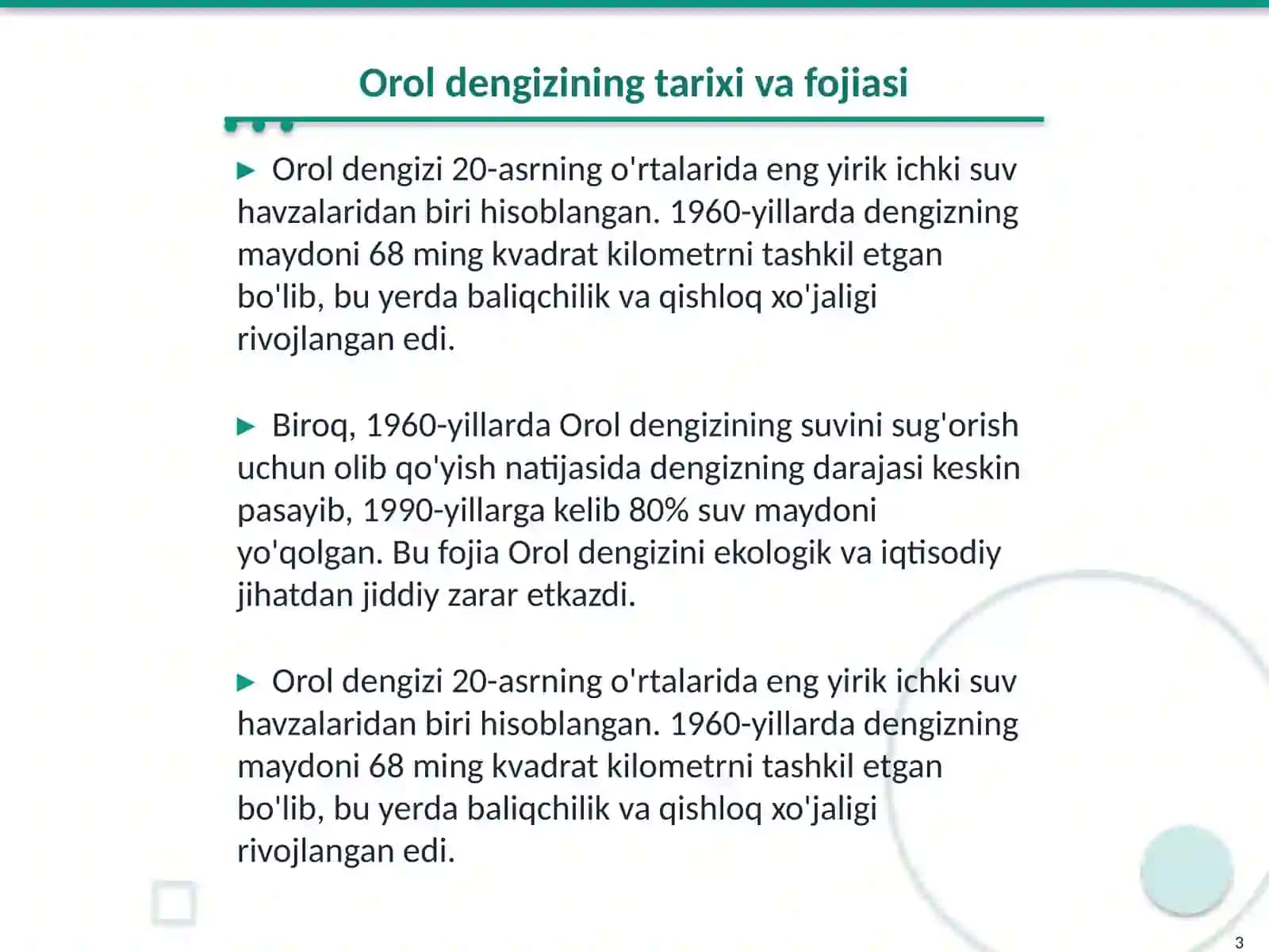 Orol fojiasiga qarshi davlat siyosati va ekologik vaziyatni yaxshilash 3