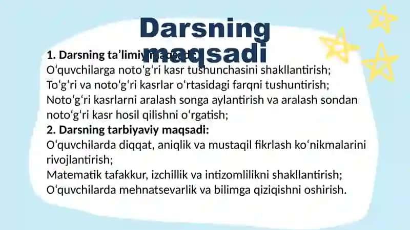 Notoʻgʻri kasrlar surati va maxraji 3