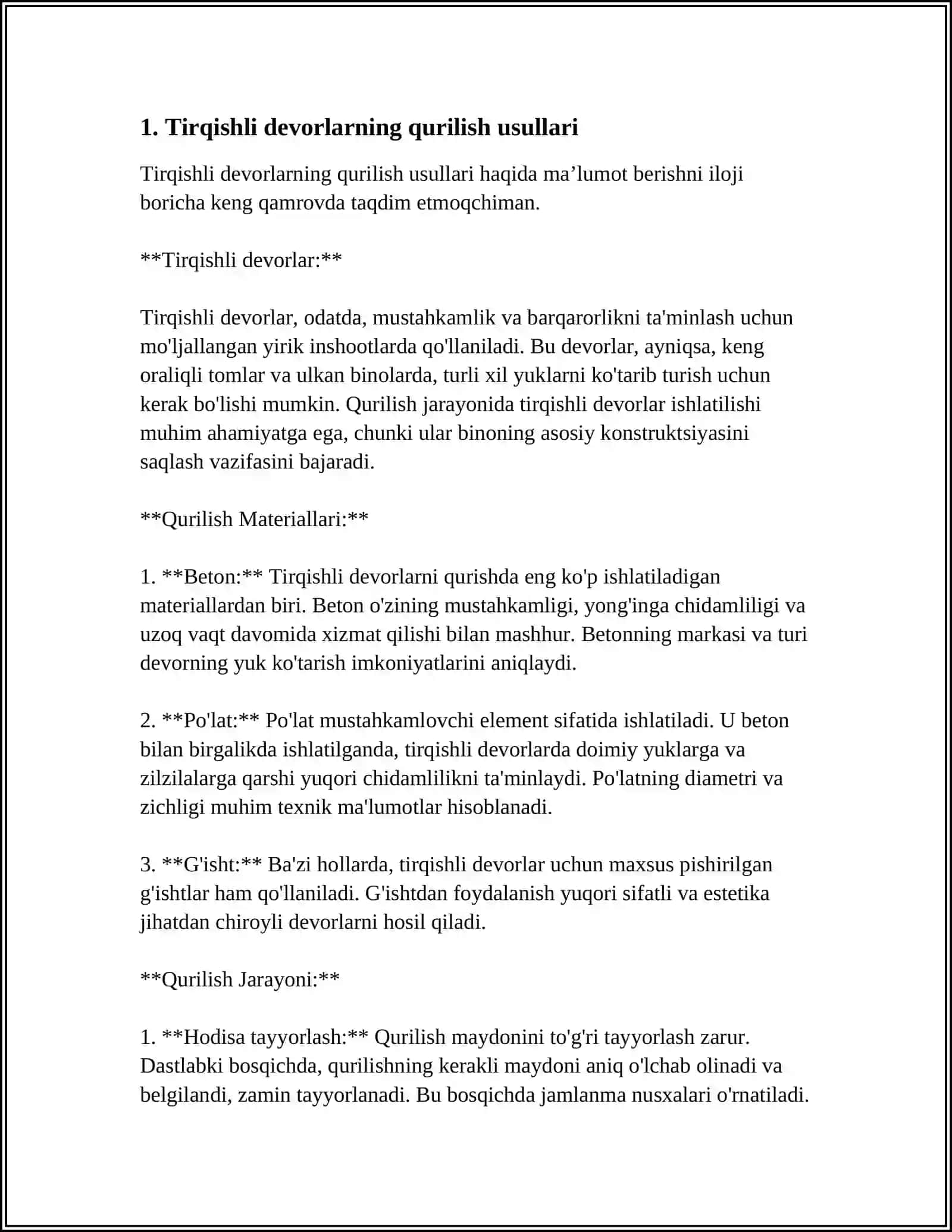 MUSTAQIL ISH Mavzu: TIRGAK DEVORLAR, YARIM KO`PRIKLAR, ESTAKADALAR, 3