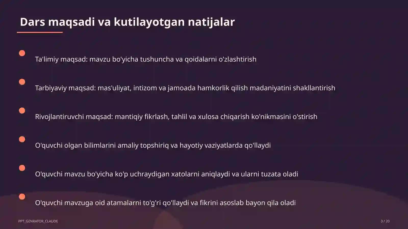 Chidamlilikni rivojlantirish: uzoq masofaga yugurish (7-sinf) Jismoniy tarbiya (1– 11) — takrorlash darsi uchun 3