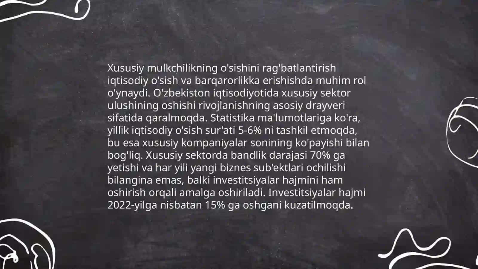 Xususiy mulkchilik tarmogini kengaytirish- mamlakatimizda iqtisodiy islohatlarni chuqurlashtirishning eng muhim ustuvor yonalishlaridan biri sifatida 3