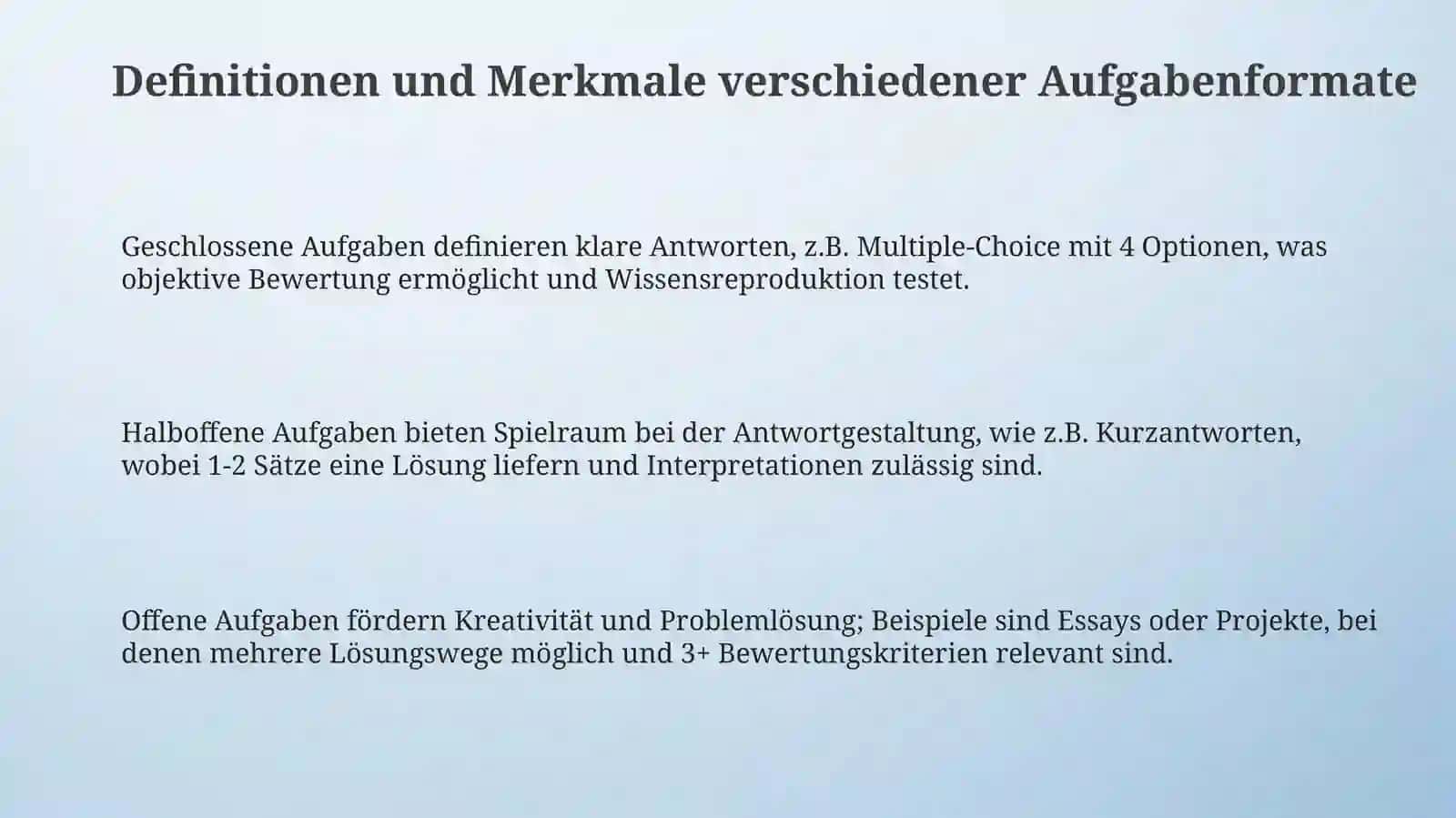 Geschlossene Aufgaben. Halboffene Aufgaben. Offene Aufgaben 3