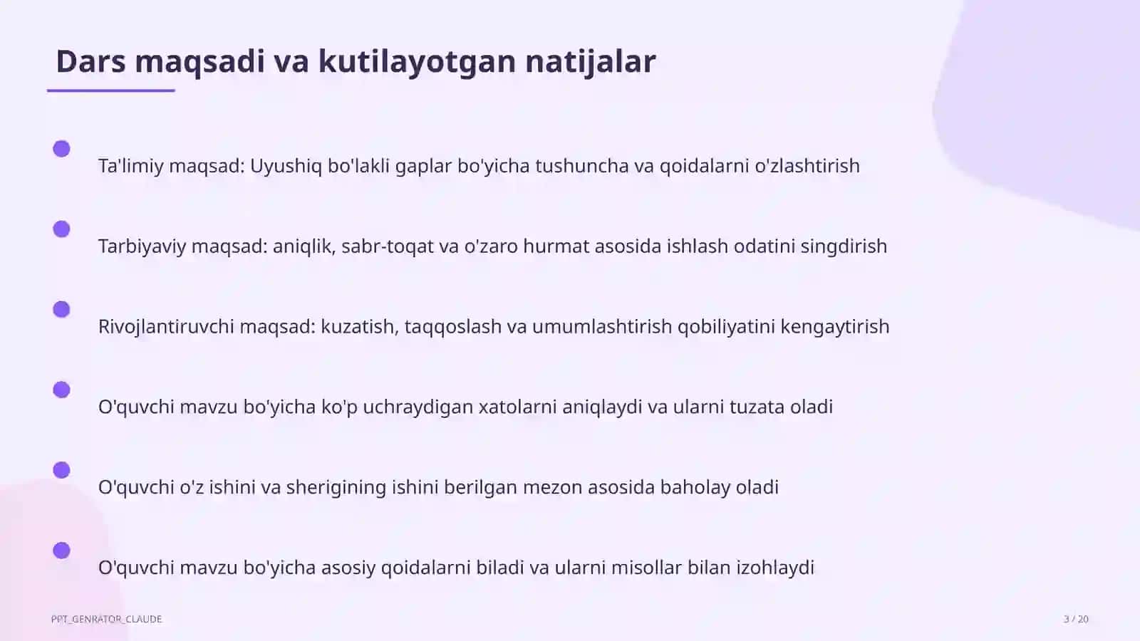 Uyushiq bo'lakli gaplar (4-sinf) 3