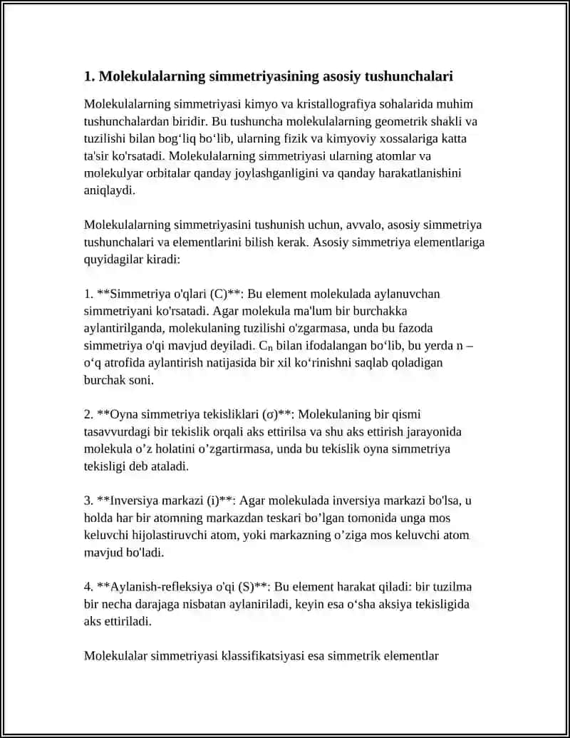 MALEKULALARNING SIMMETRIYASI 3