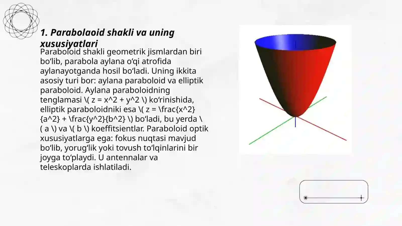 Parabolaoid ko‘rinishidagi quyosh pechi 3