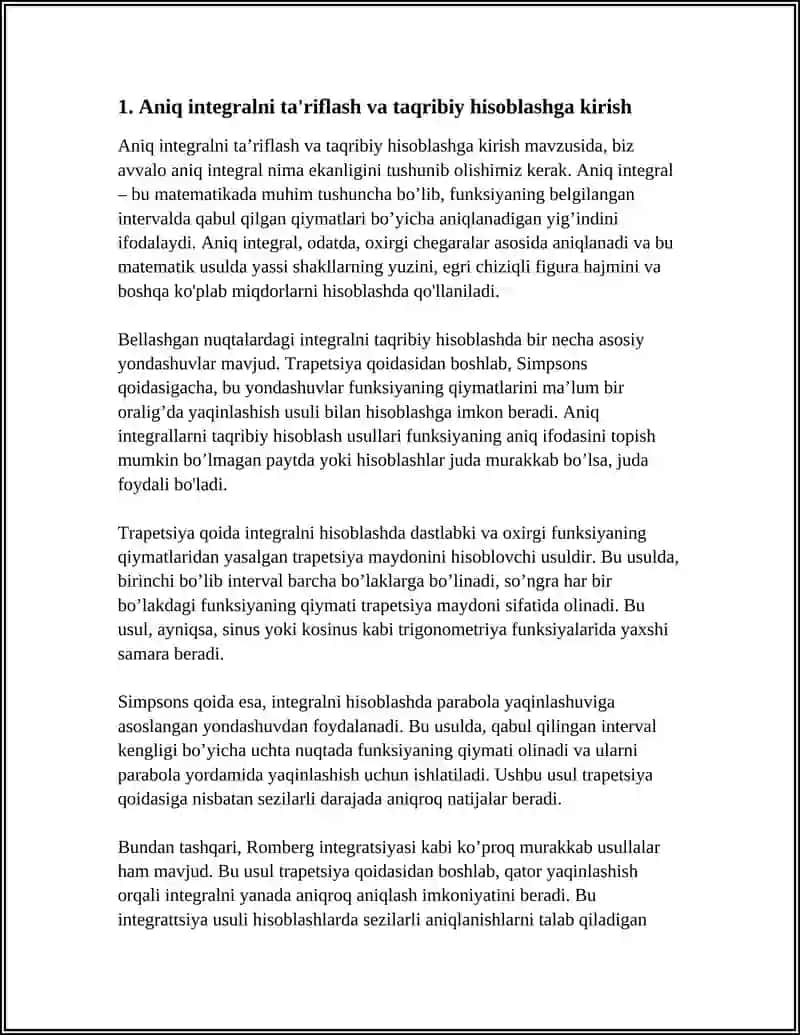 ANIQ INTEGRALNI TAQRIBIY HISOBLASH 3