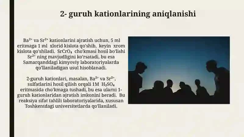1 va 2 gurux kationlarning tansifi 3
