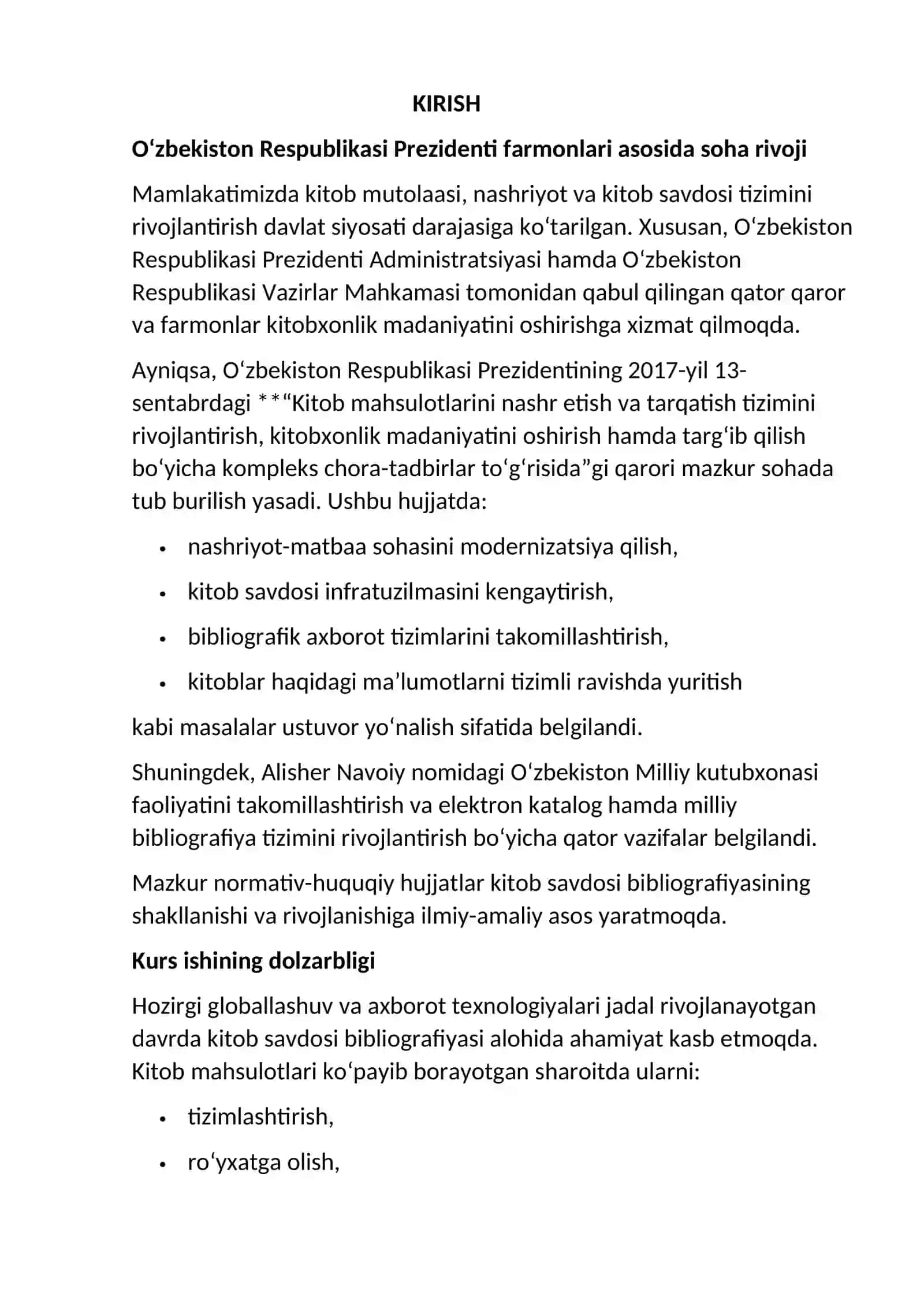 "BIBLIOGRAFIYASHUNOSLIK" Fanidan Kurs Ishi 3