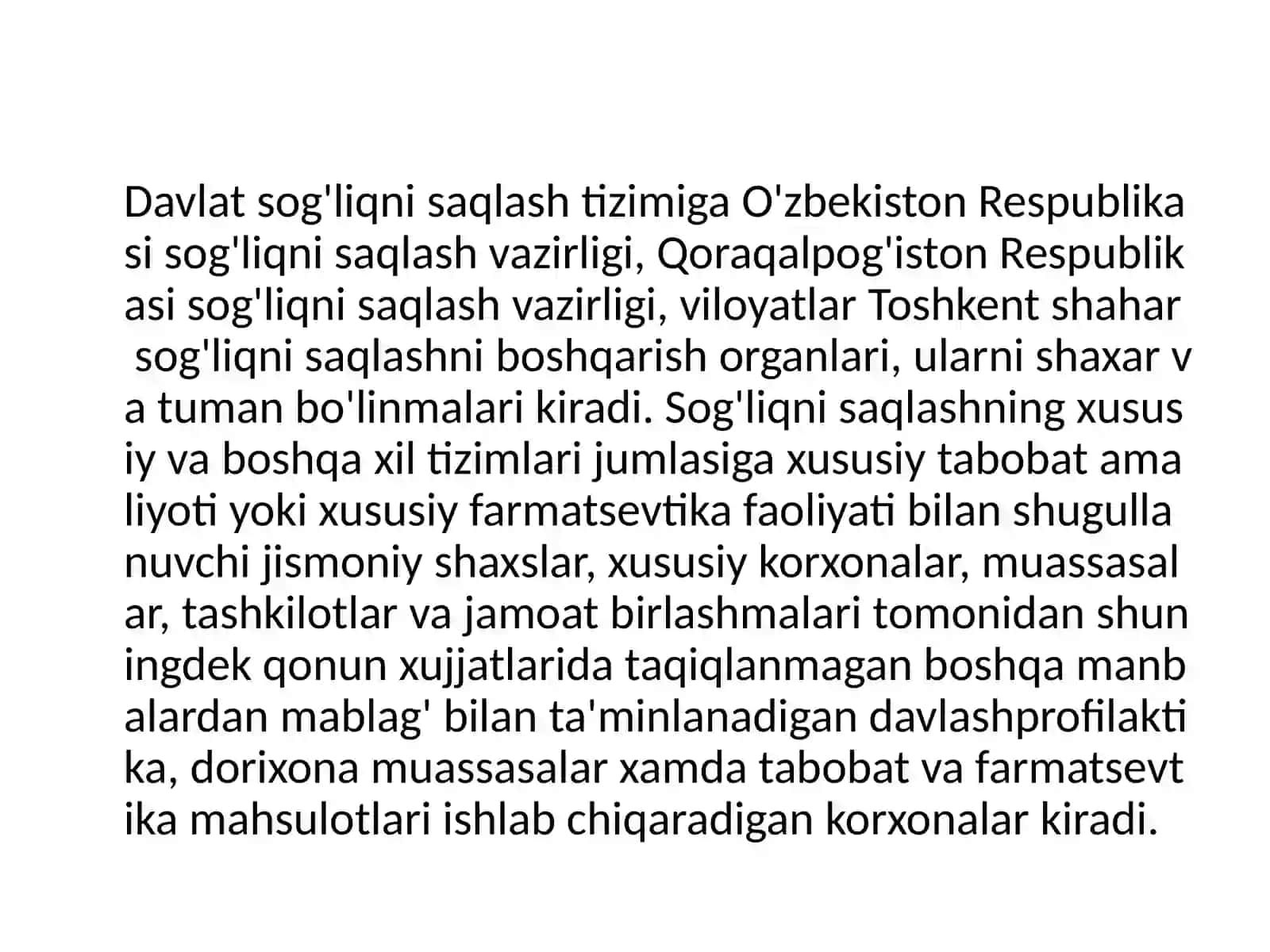O'zbekiston Respublikasi sog'liqni saqlash asoslari. Asosiy prinsiplari, vazifalari 3