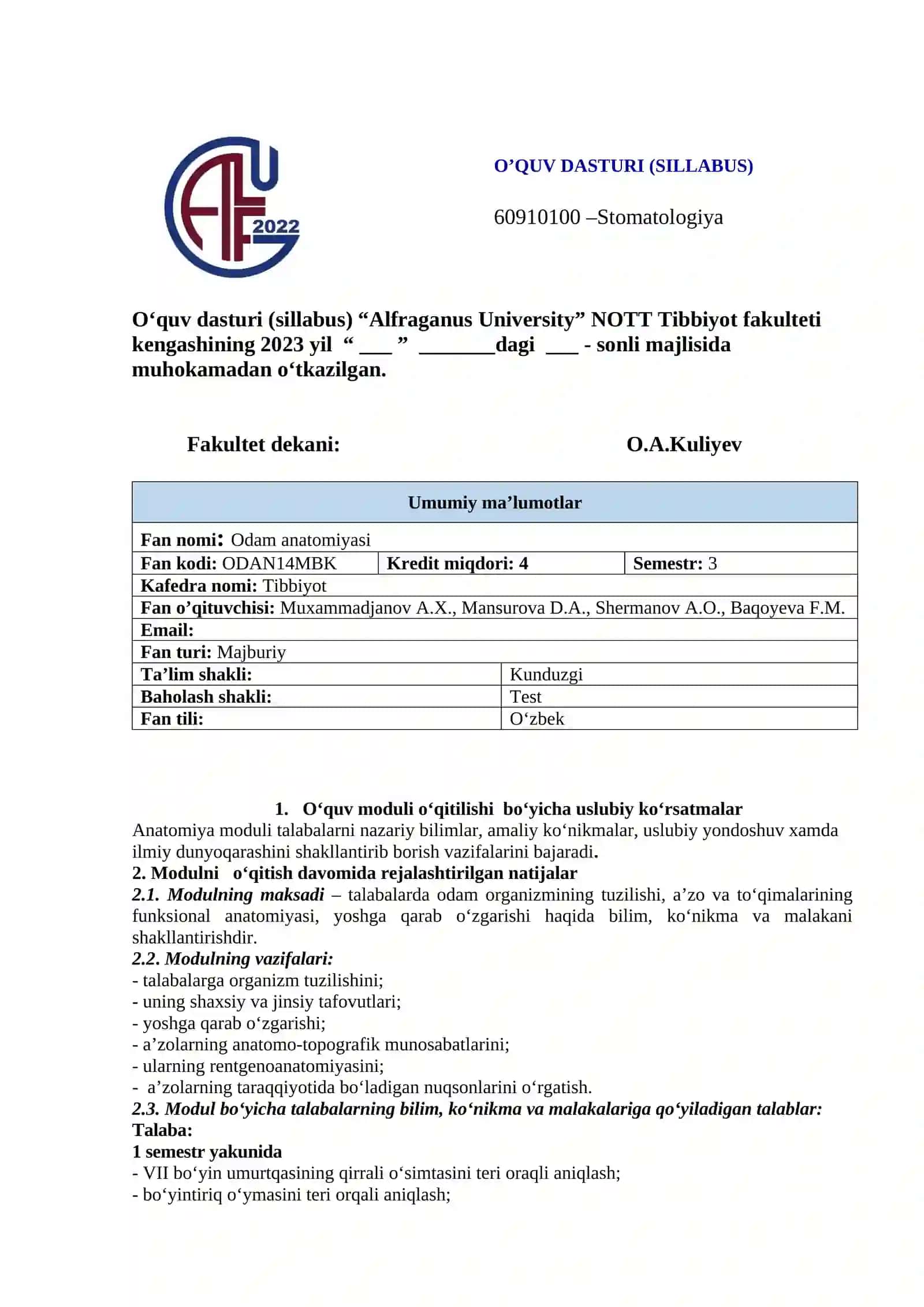 Odam Anatomiyasi Sillabusi 3