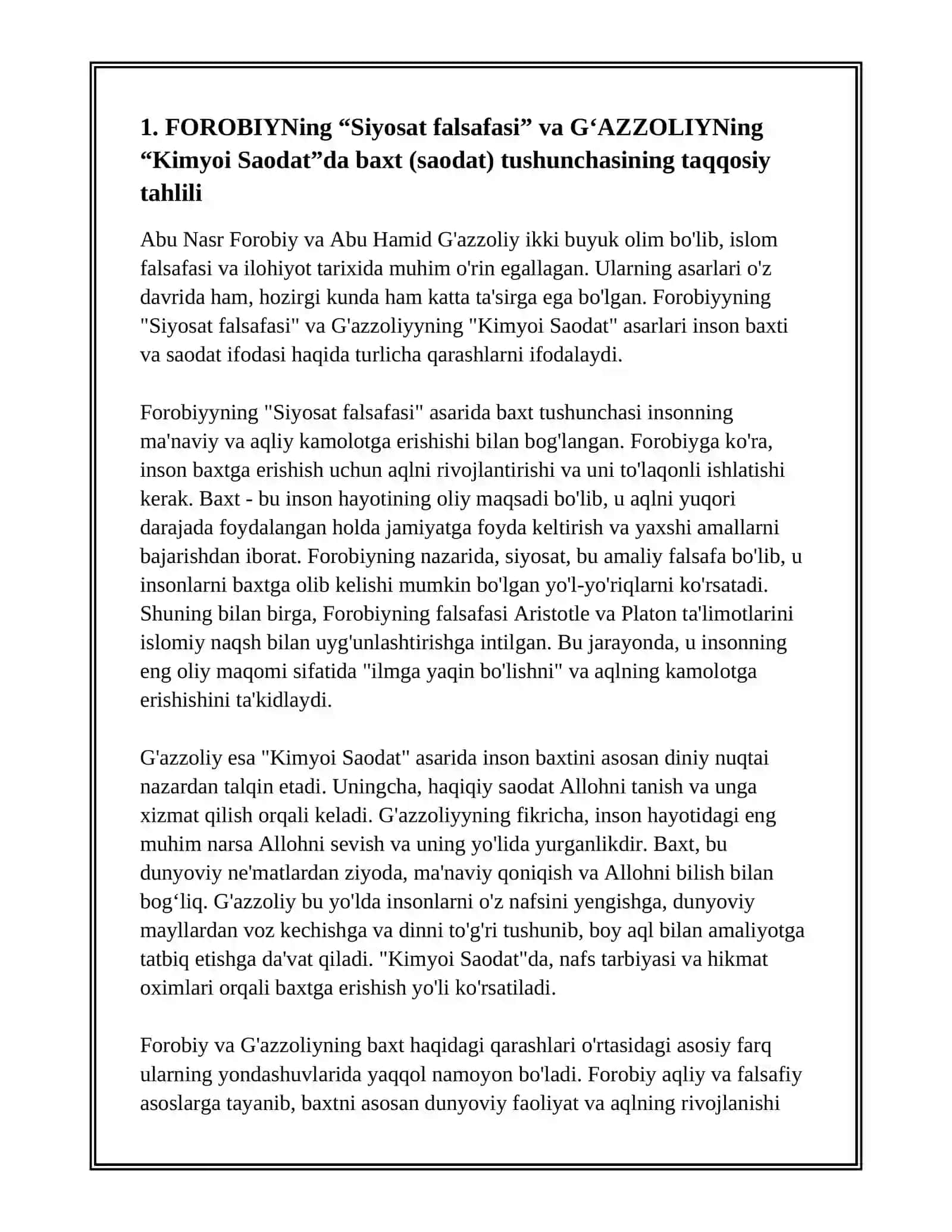 Abu Nasr Forobiy va Abu Hamid G'azzoliyning Falsafa Ilmiga oid qarashlarini Qiyosiy Tahlil etish 3