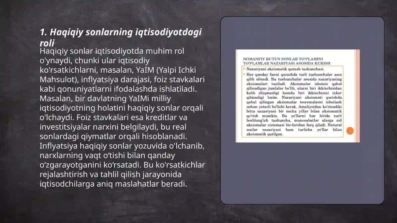 Sonli toʻplamlar,haqiqiy sonlar toʻplamining amaliy tatbiqlari 3