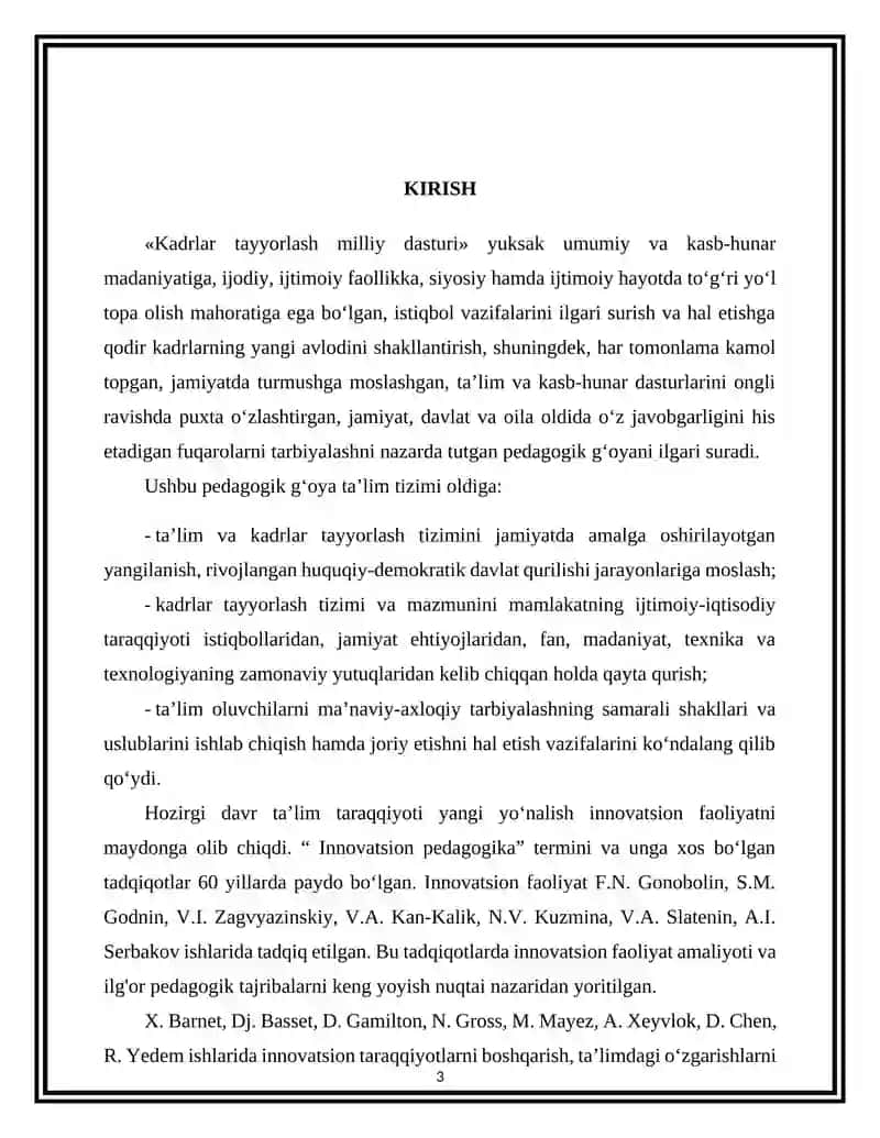 Innovatsiyalarni ta'lim jarayoniga tadbiq etishning tashkiliy pedagogik asoslari 3